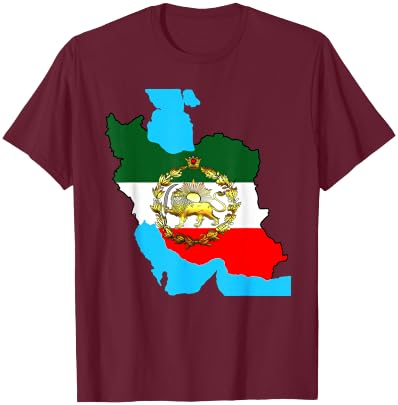 Iran flag with a golden lion T-Shirt - T-Shirt | Maroon