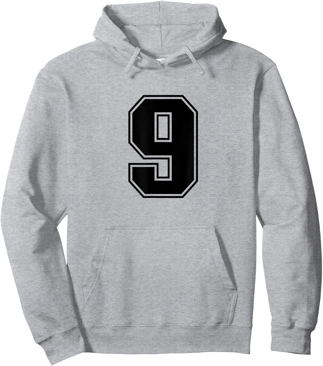 Number #9 Black Sports Fan Jersey Number Hoodie - Hoodie | Ash