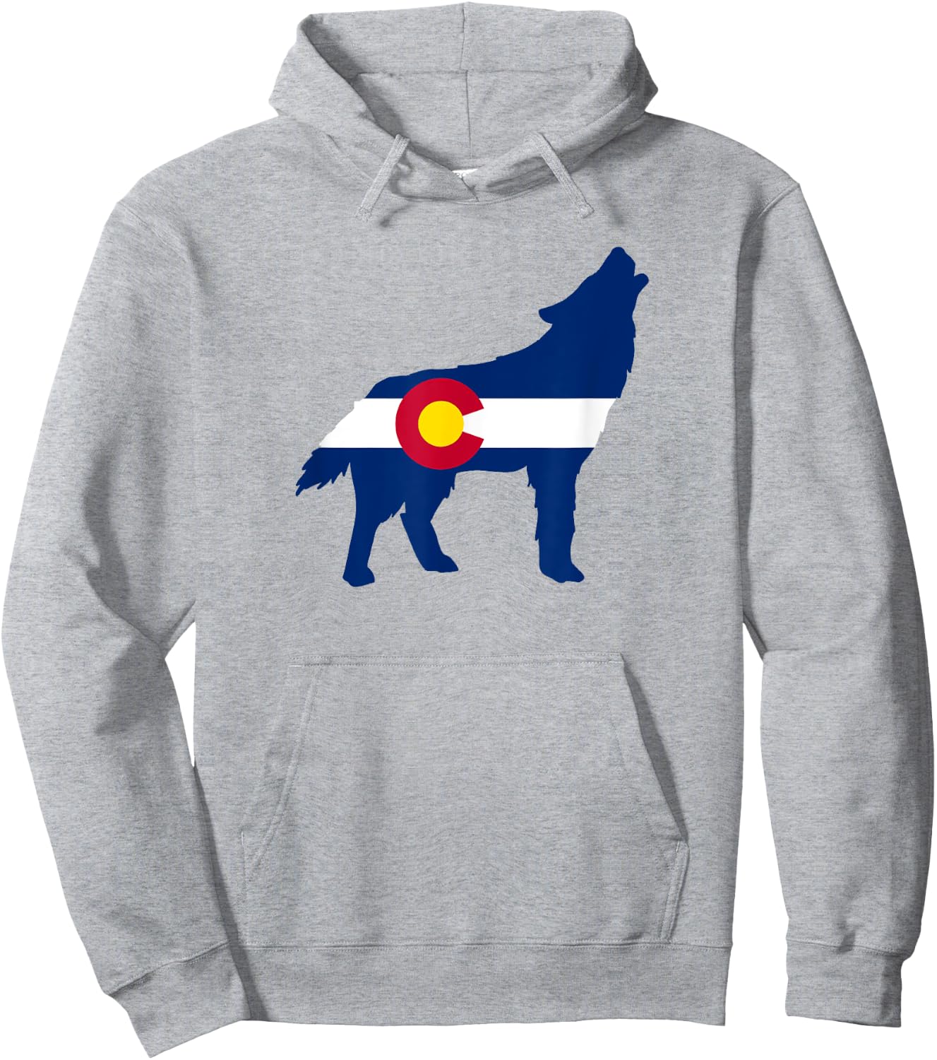 Colorado Flag Wolf Howling Hoodie - Hoodie | Ash