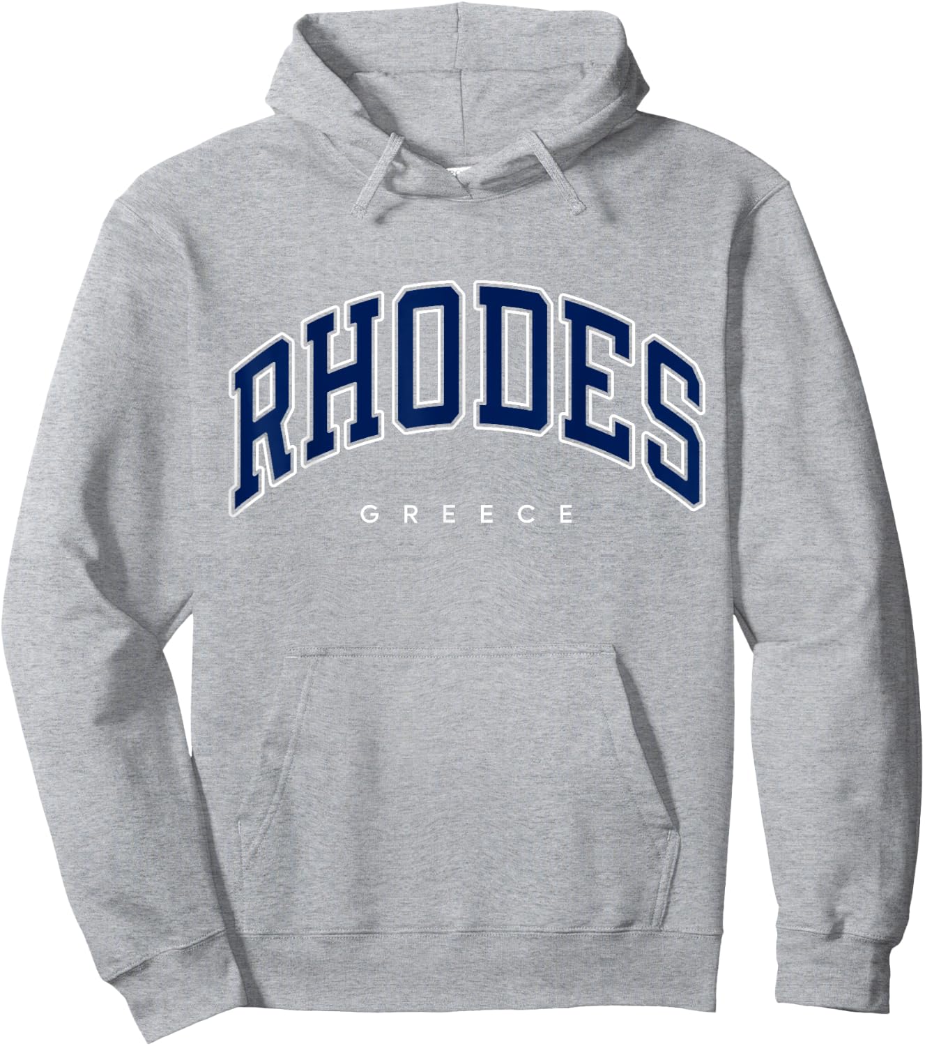 Rhodes Greece Varsity Style Navy Text Hoodie - Hoodie | Ash