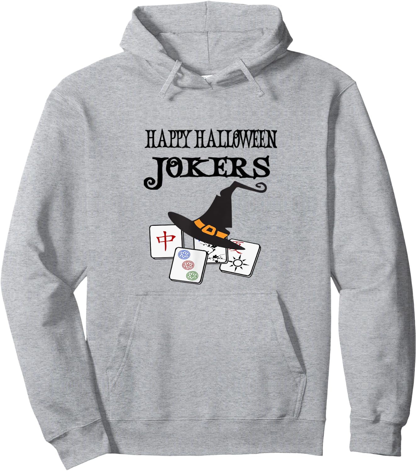 Funny Mahjong Happy Halloween Jokers Tile Game Hoodie - Hoodie | Ash