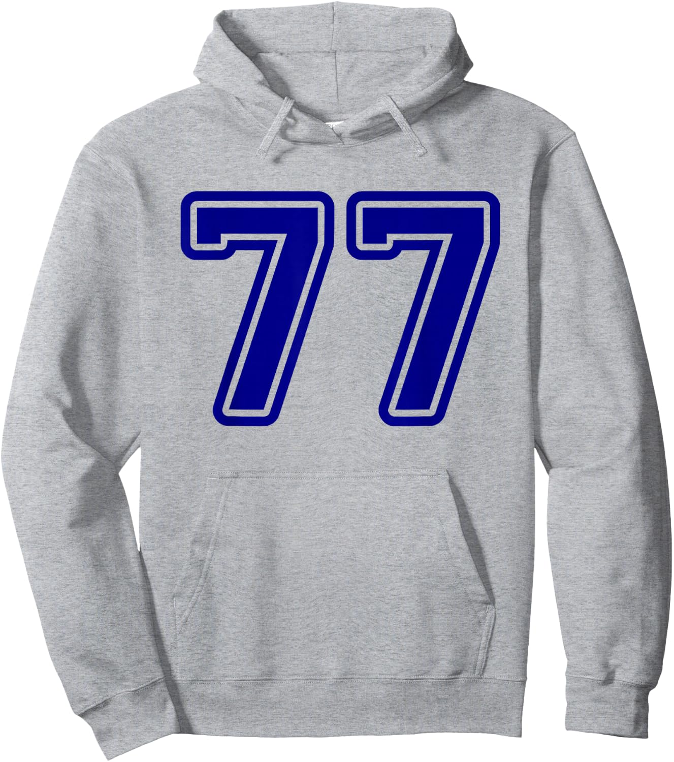 Number #77 Blue Sports Team Varsity Number 77 Hoodie - Hoodie | Ash