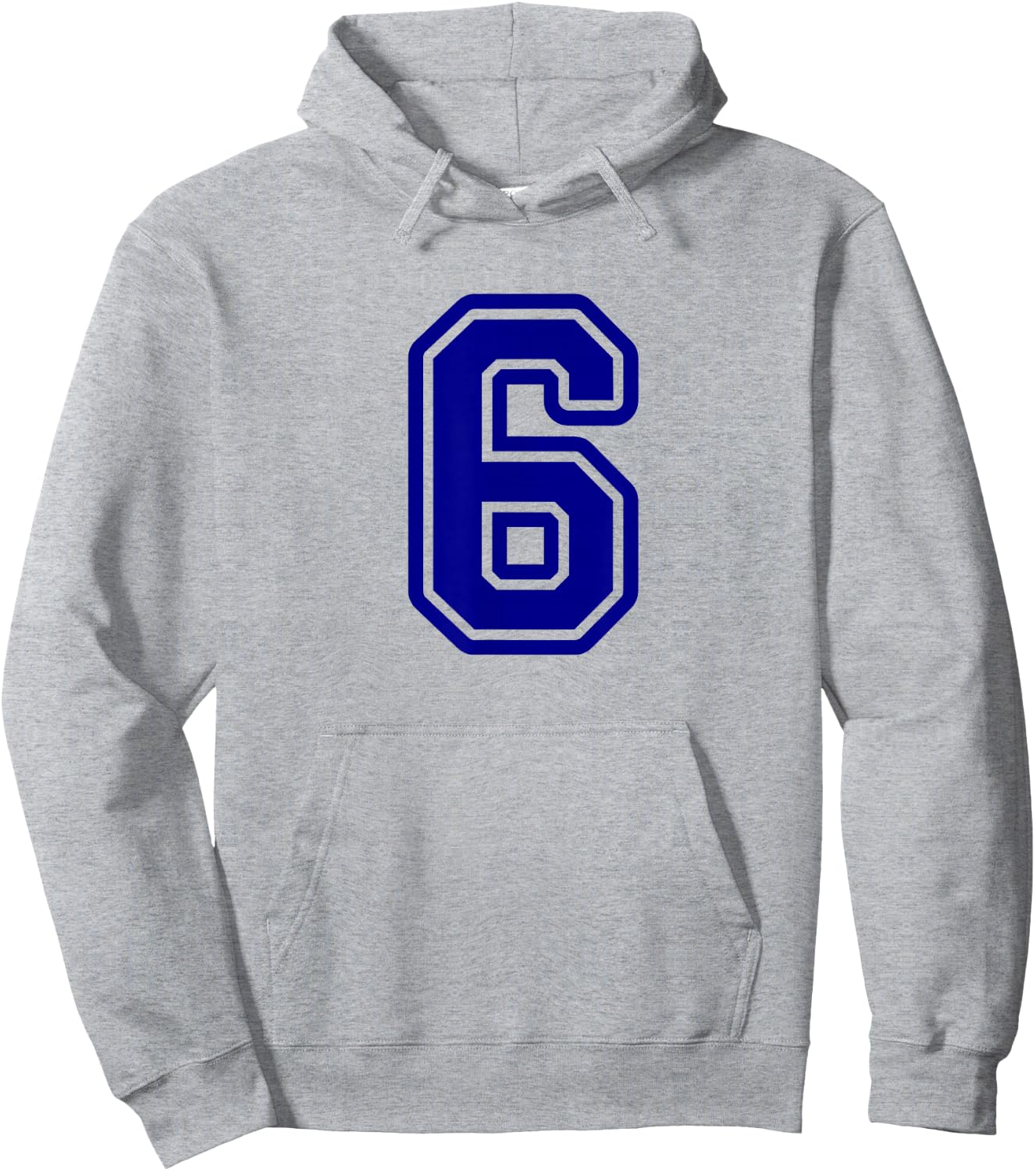 Blue Sports Team Number #6 Hoodie - Hoodie | Ash