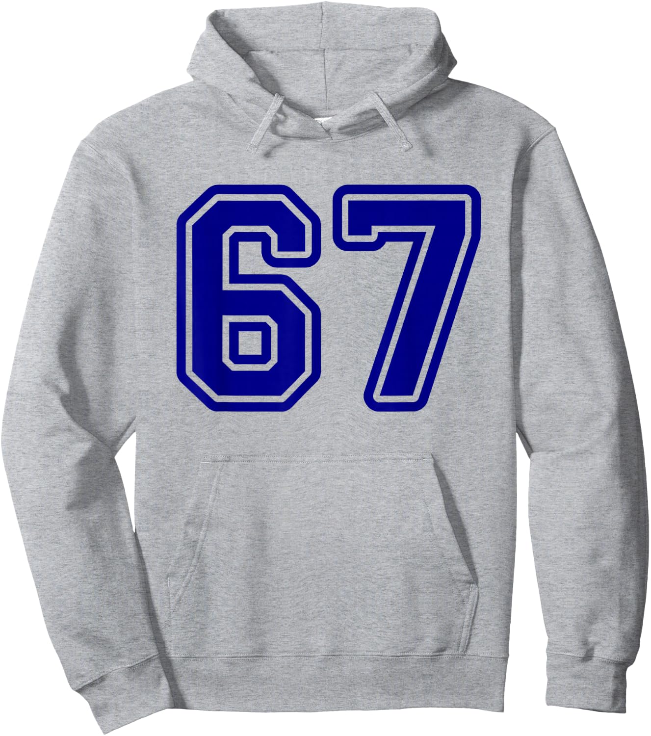 Blue Sports Team Number #67 Hoodie - Hoodie | Ash