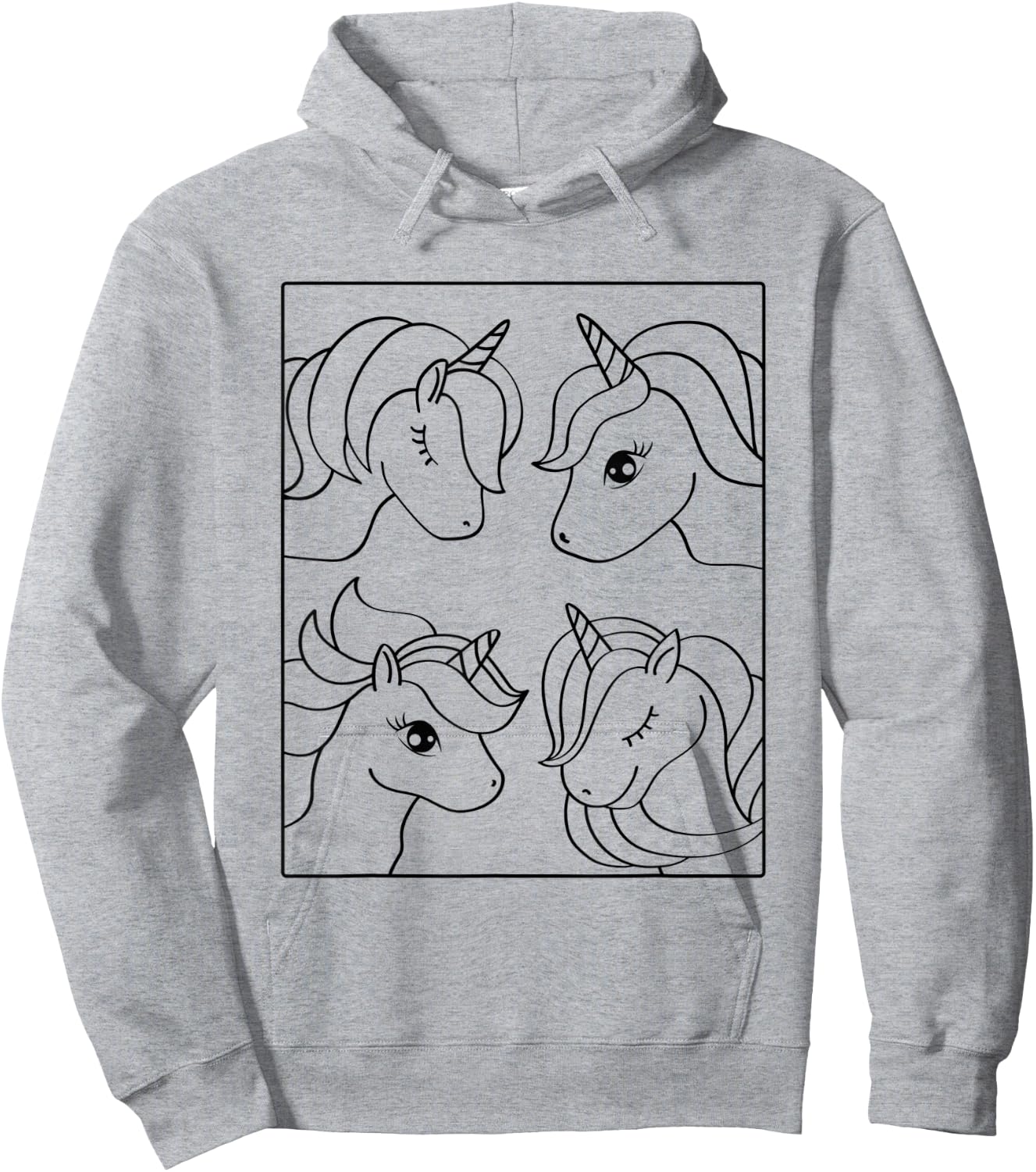 Coloring shirt DIY. Funny unicorns to paint on Hoodie - Hoodie | Ash