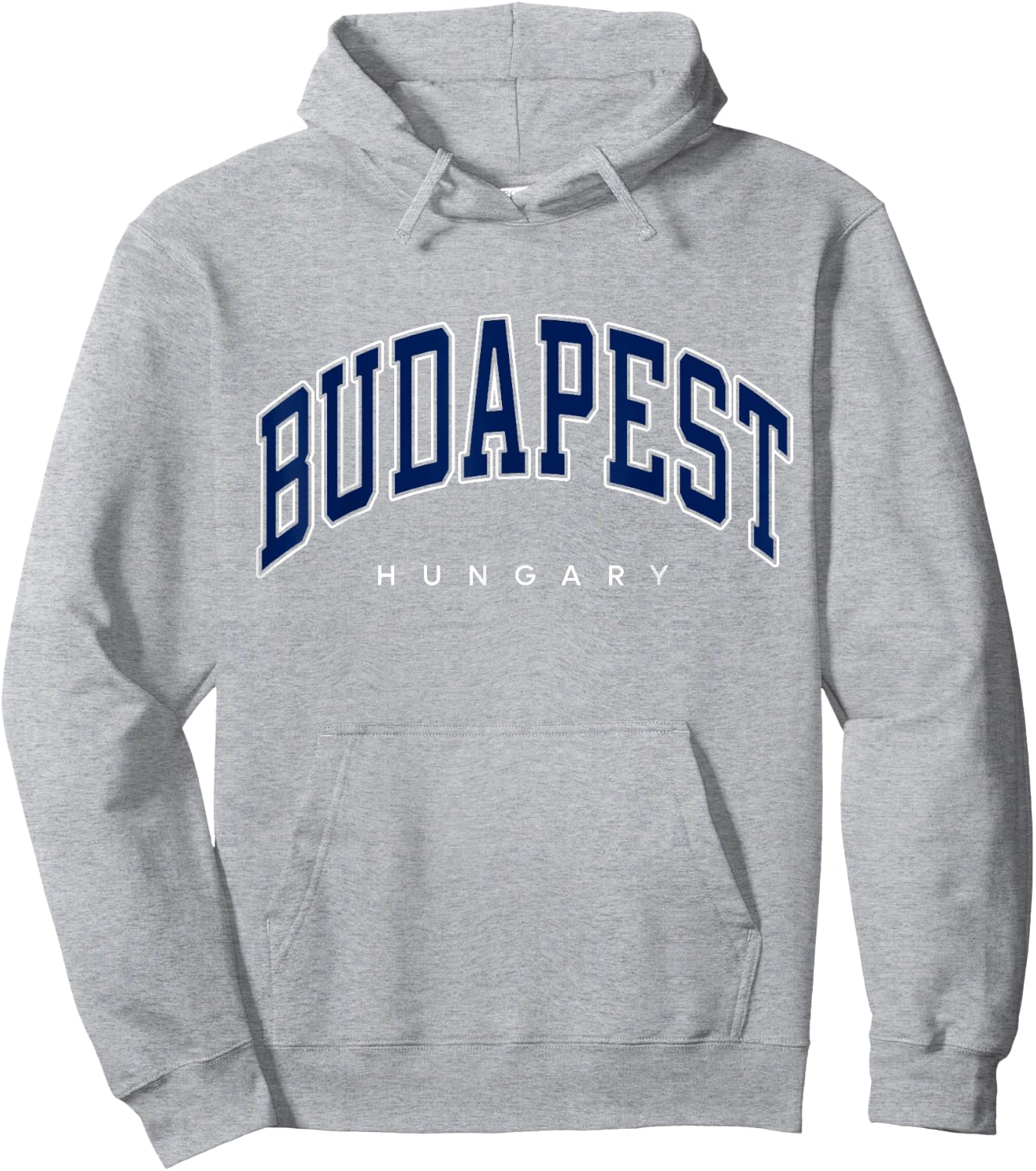 Budapest Hungary Varsity Style Navy Text Hoodie - Hoodie | Ash