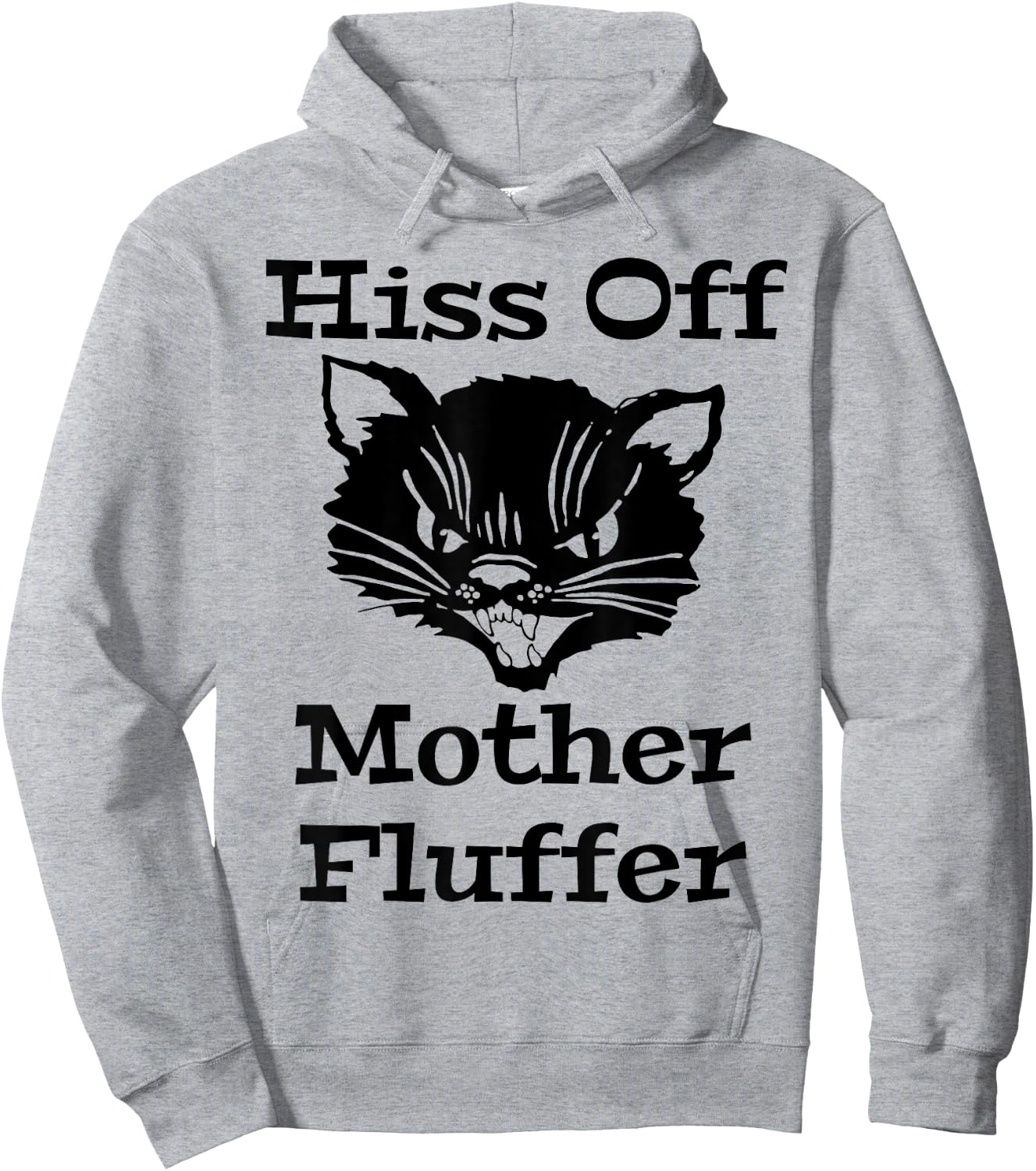 Hiss Off Mother Fluffer - Angry Black Cat Women Hoodie - Hoodie | Ash