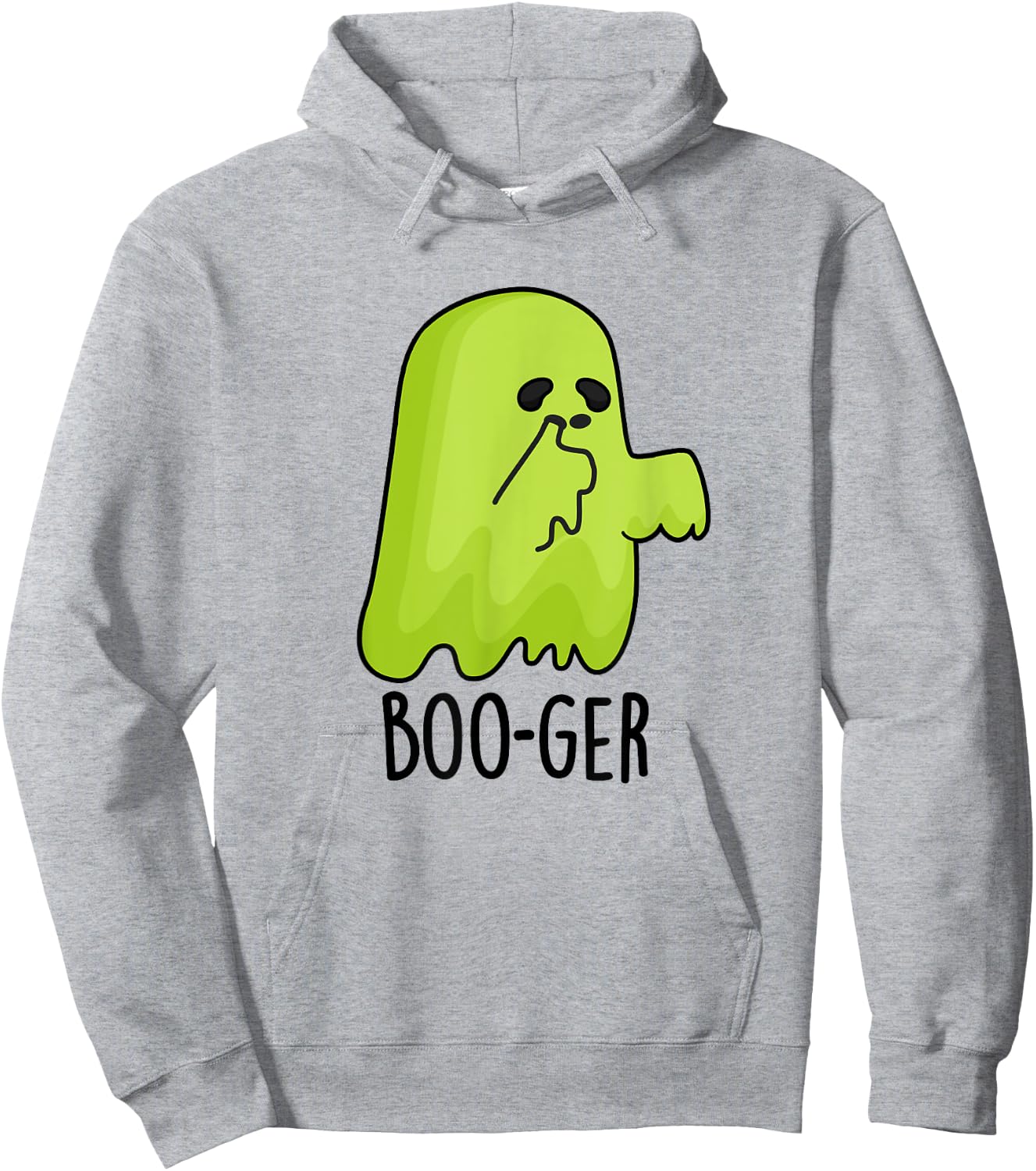 Boo-ger Funny Nose Picking Ghost Pun Hoodie - Hoodie | Ash