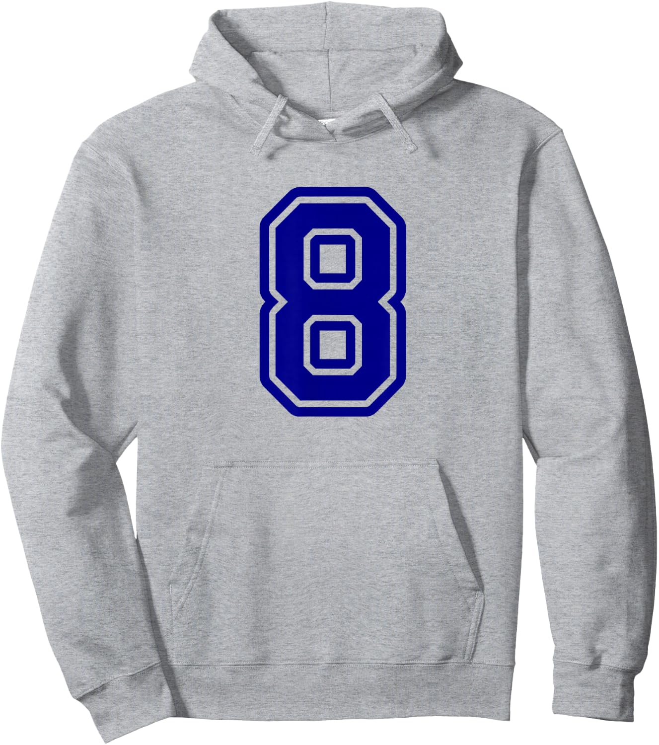 Number 8 Blue Sports Team Varsity Hoodie - Hoodie | Ash