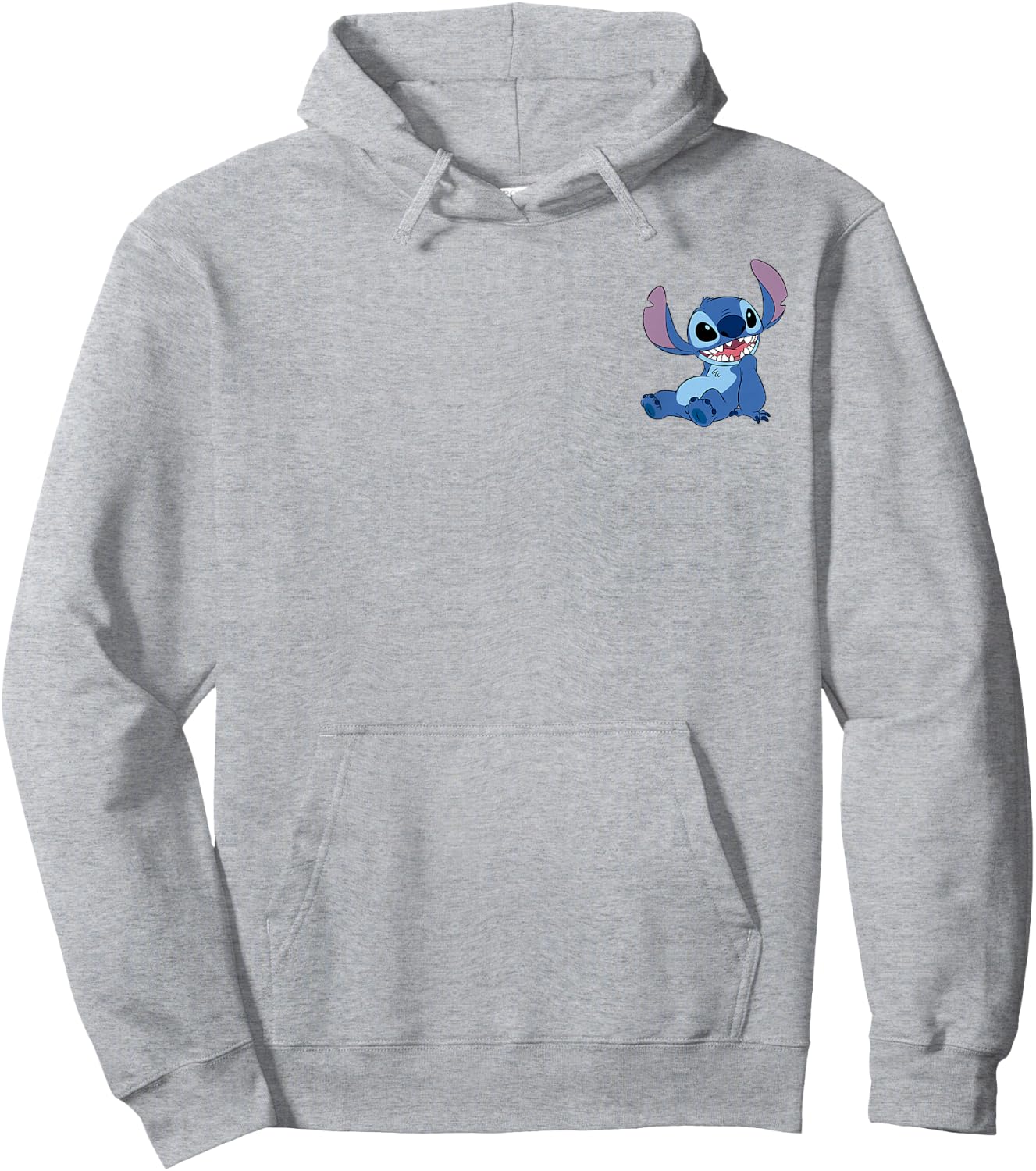 Disney Lilo & Stitch Happy Stitch Pocket Logo Hoodie - Hoodie | Ash