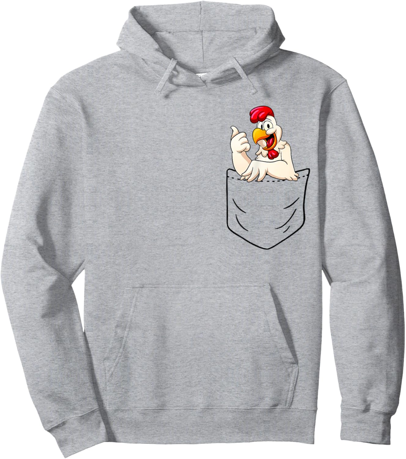 Vintage Rooster Cock In Pocket Hoodie - Hoodie | Ash