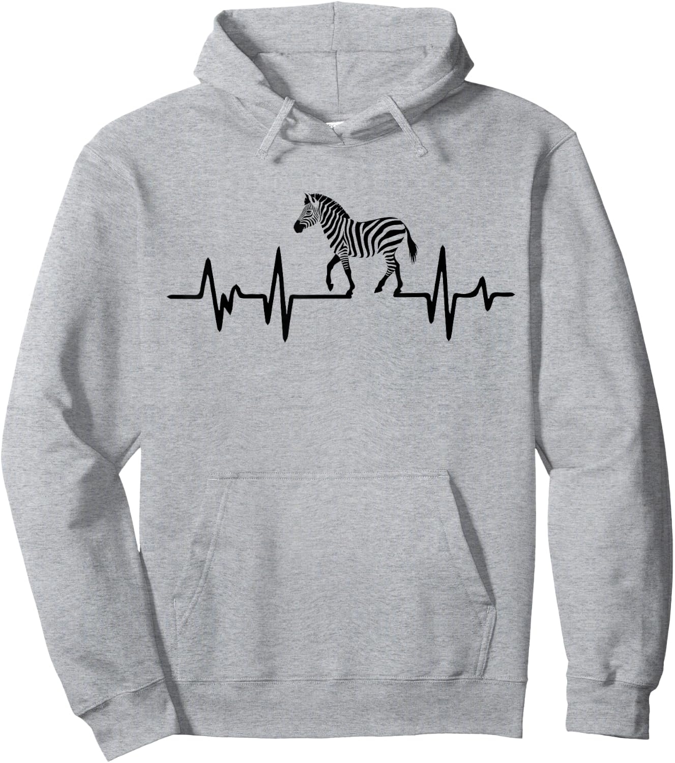 Zebra Heartbeat Graphic Hoodie - Hoodie | Ash