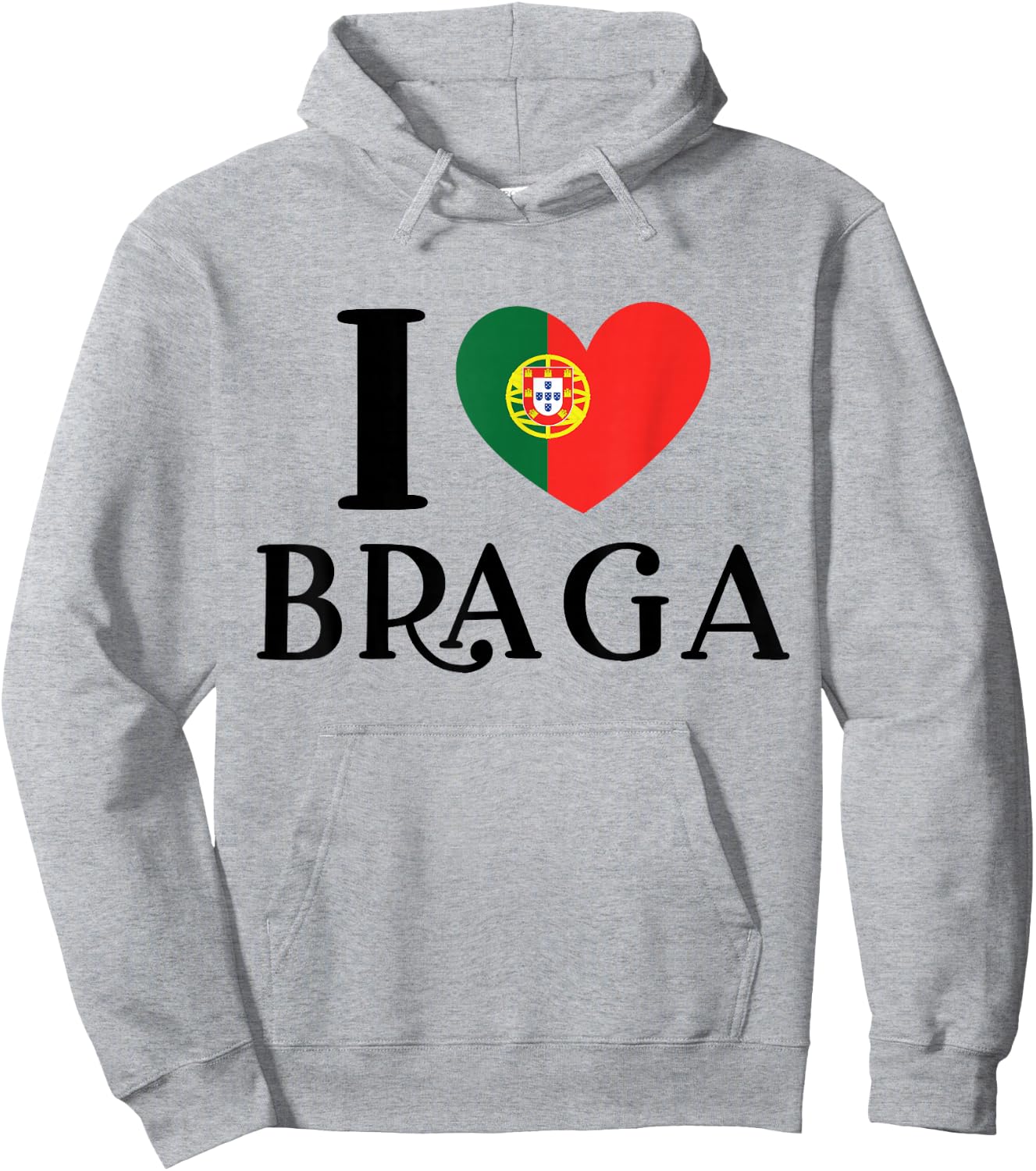I Love Braga Portugal Heart Flag Hoodie - Hoodie | Ash
