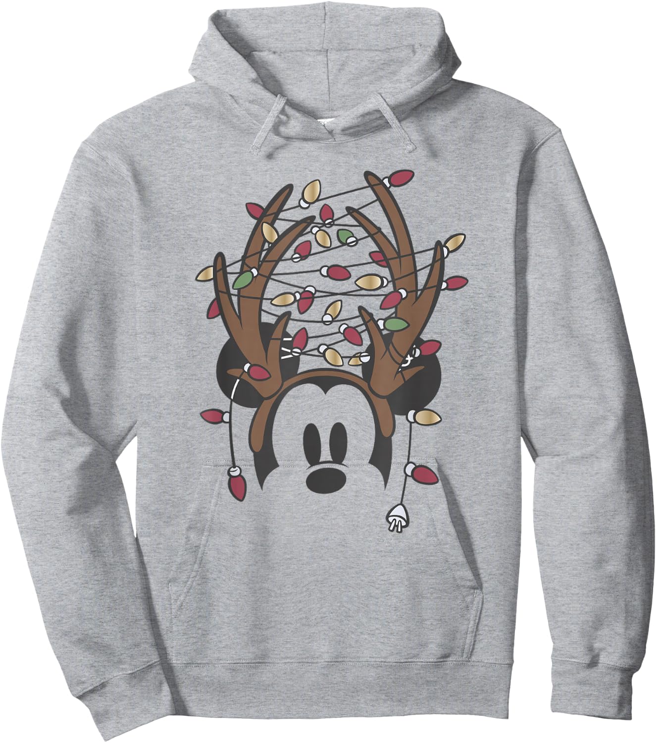 Disney Mickey Christmas Tangled Lights Antlers Hoodie - Hoodie | Ash