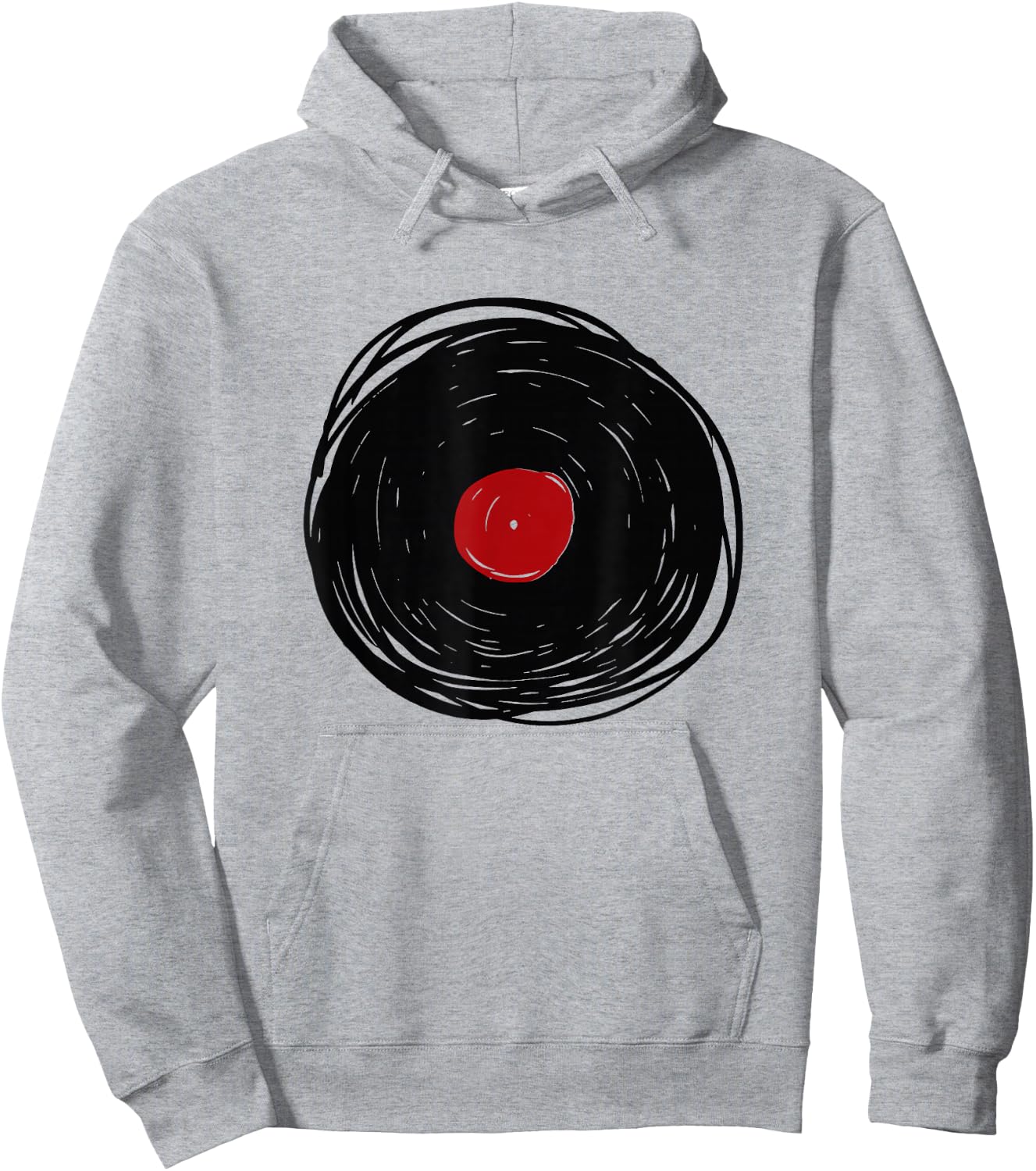Vinyl Record Drawing - LP Collector Hoodie - Hoodie | Ash