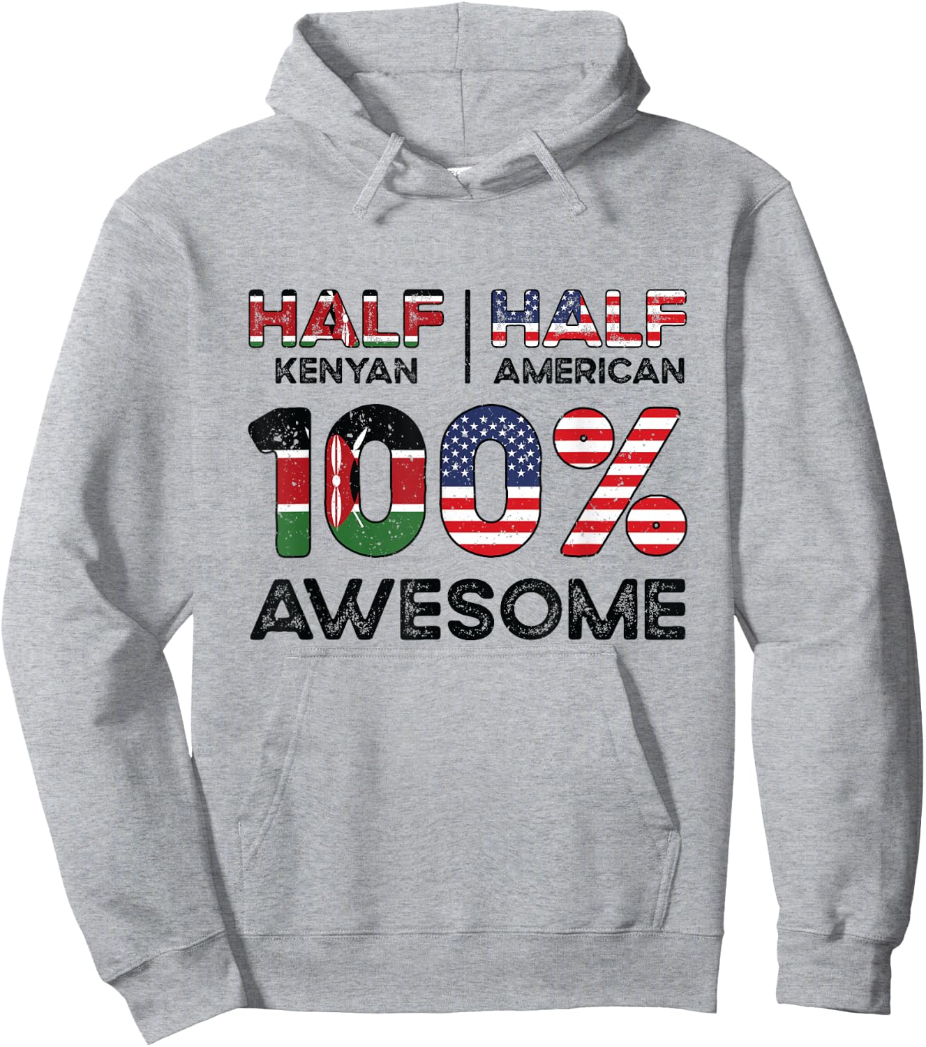 Kenyan American Patriot USA Grown Kenya US Flag Hoodie - Hoodie | Ash