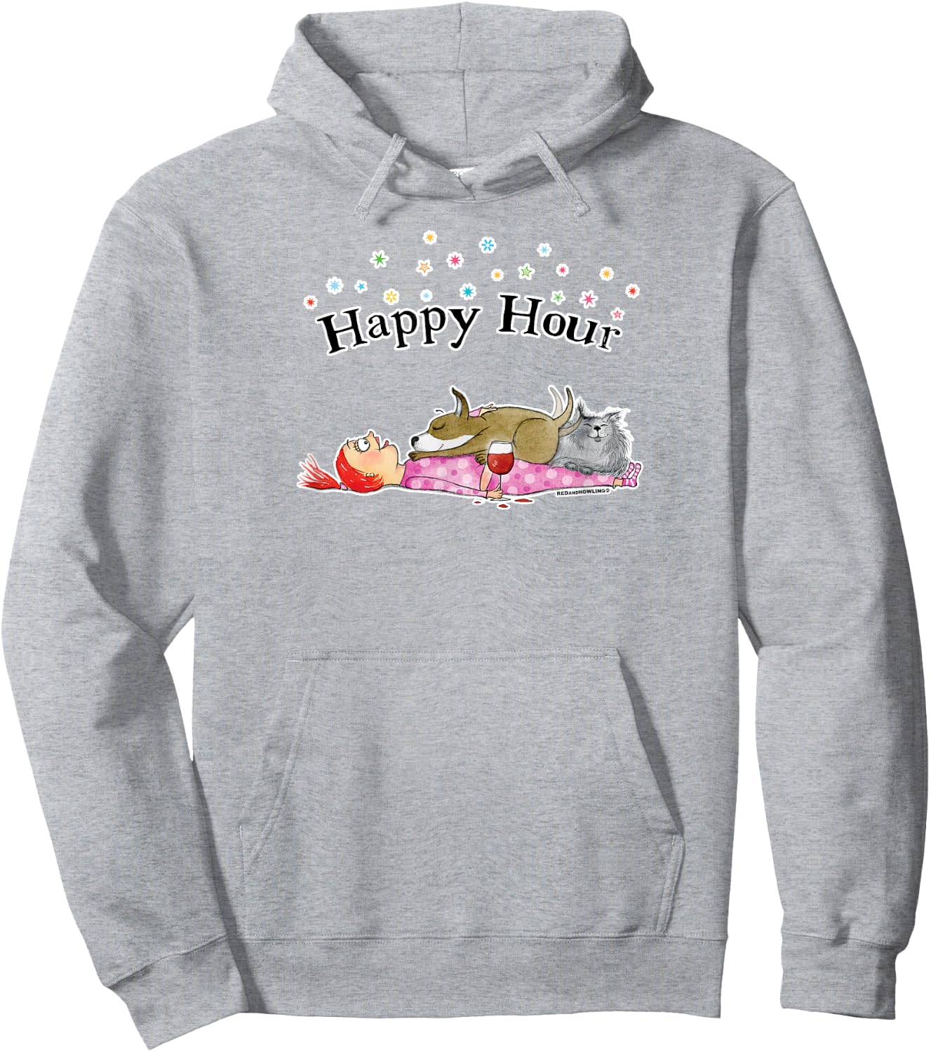 Red and Howling Happy Hour Hoodie - Hoodie | Ash