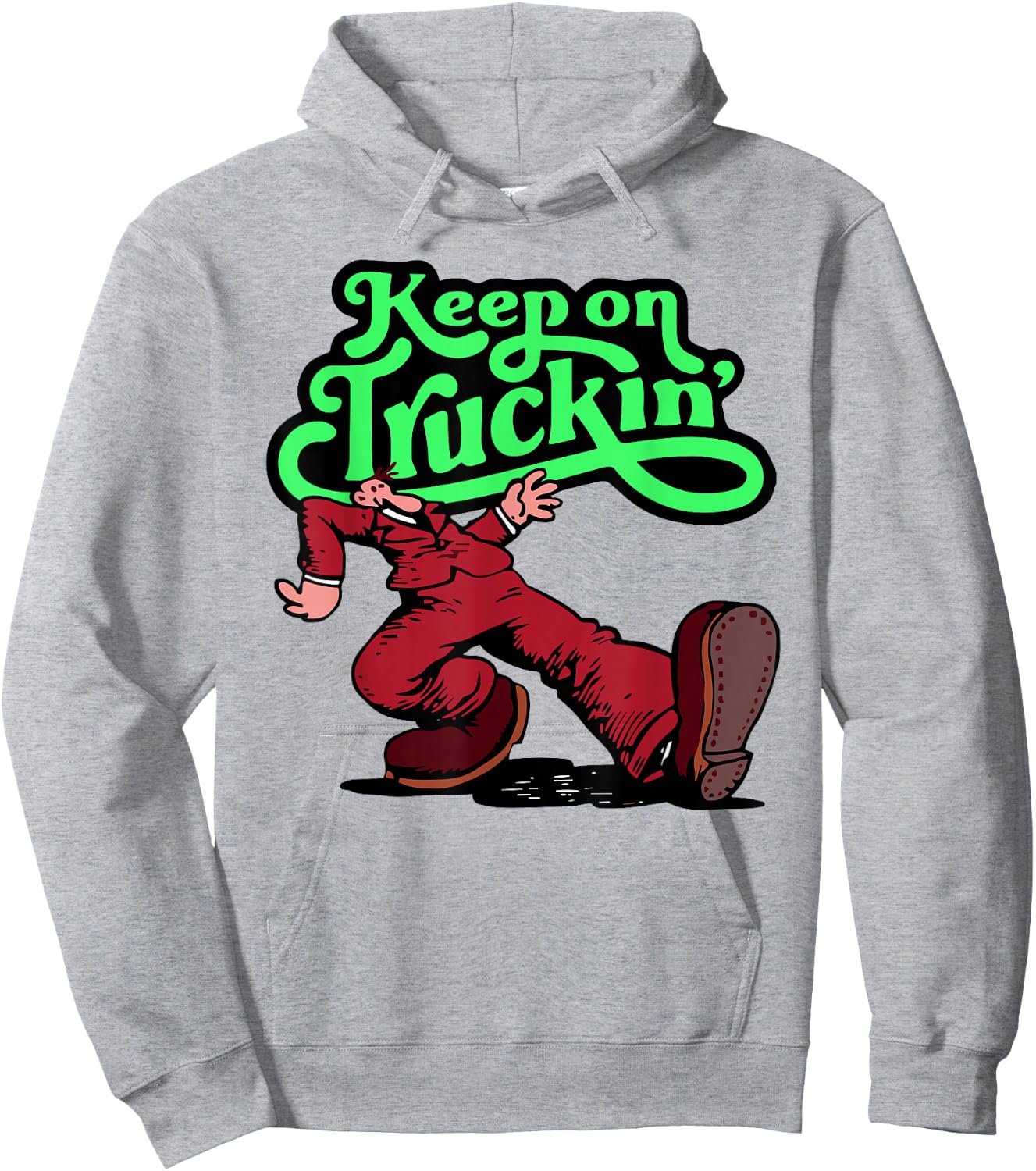 Keep on Trucking -Adults Grey Cartoon Small Hoodie - Hoodie | Ash