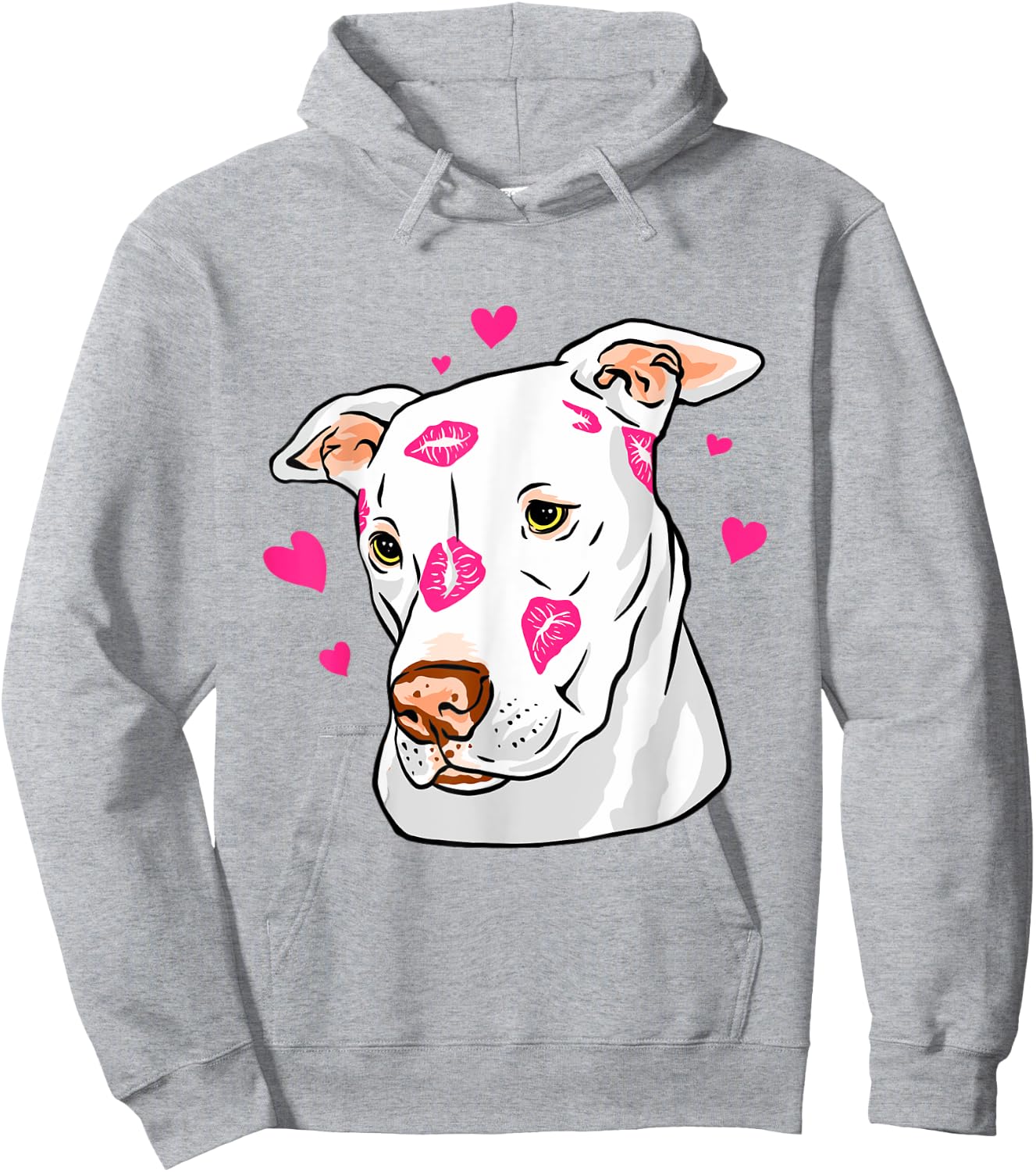 Pit Bull Terrier Kiss Lips Hearts Hoodie - Hoodie | Ash