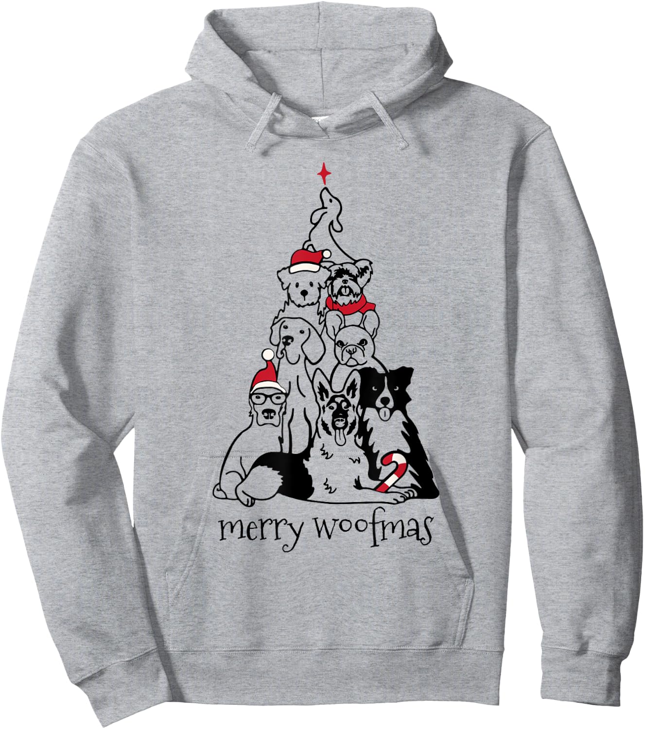 Merry Woofmas Dog Christmas Tree Hoodie - Hoodie | Ash