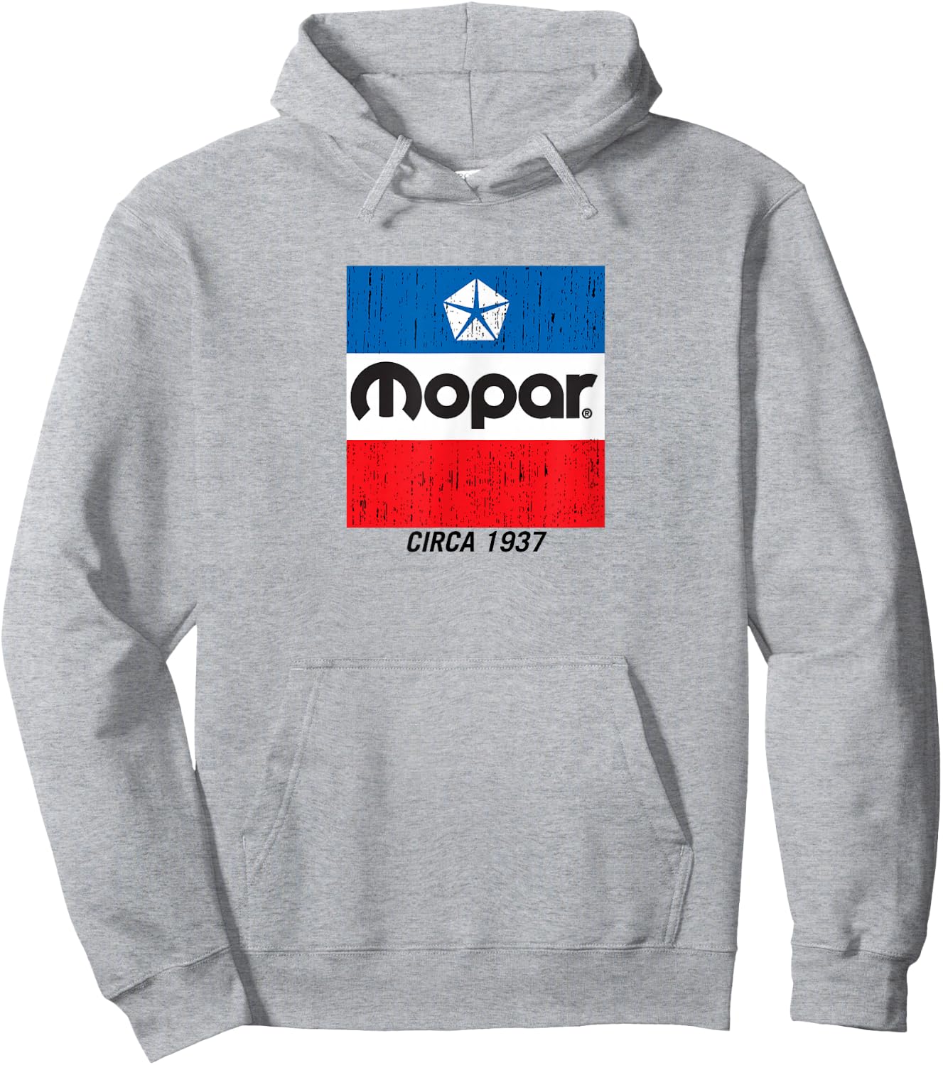 Mopar Distressed Retro Flag Logo Hoodie - Hoodie | Ash