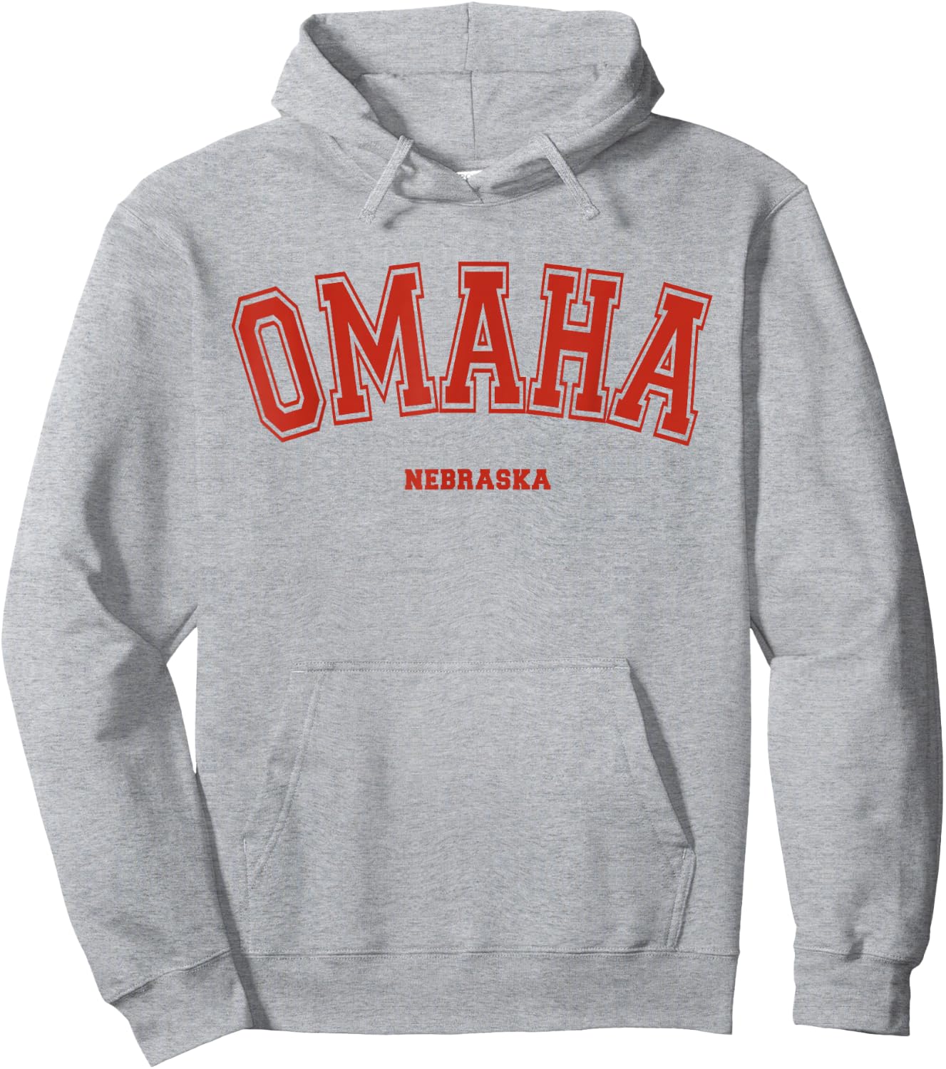 Omaha Nebraska NE Red Letter Graphic on Omaha Hoodie - Hoodie | Ash