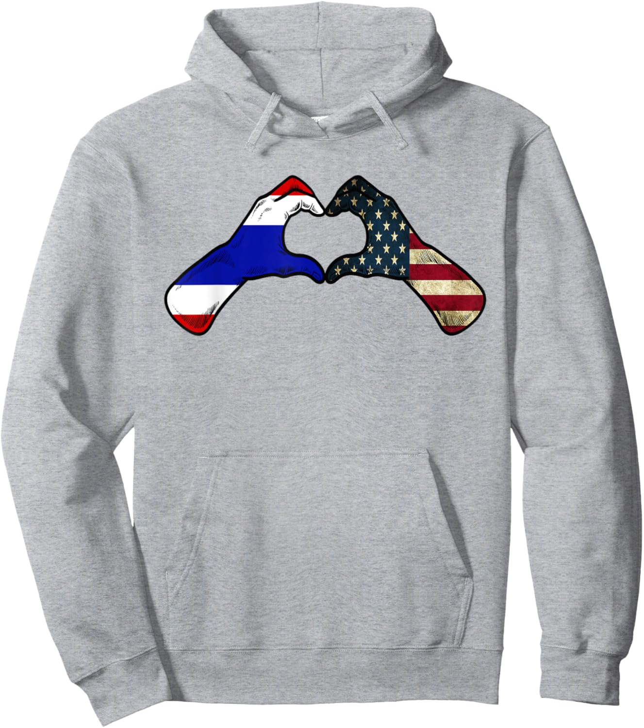 Thailand American USA Flag - USA Thai Heart Hoodie - Hoodie | Ash