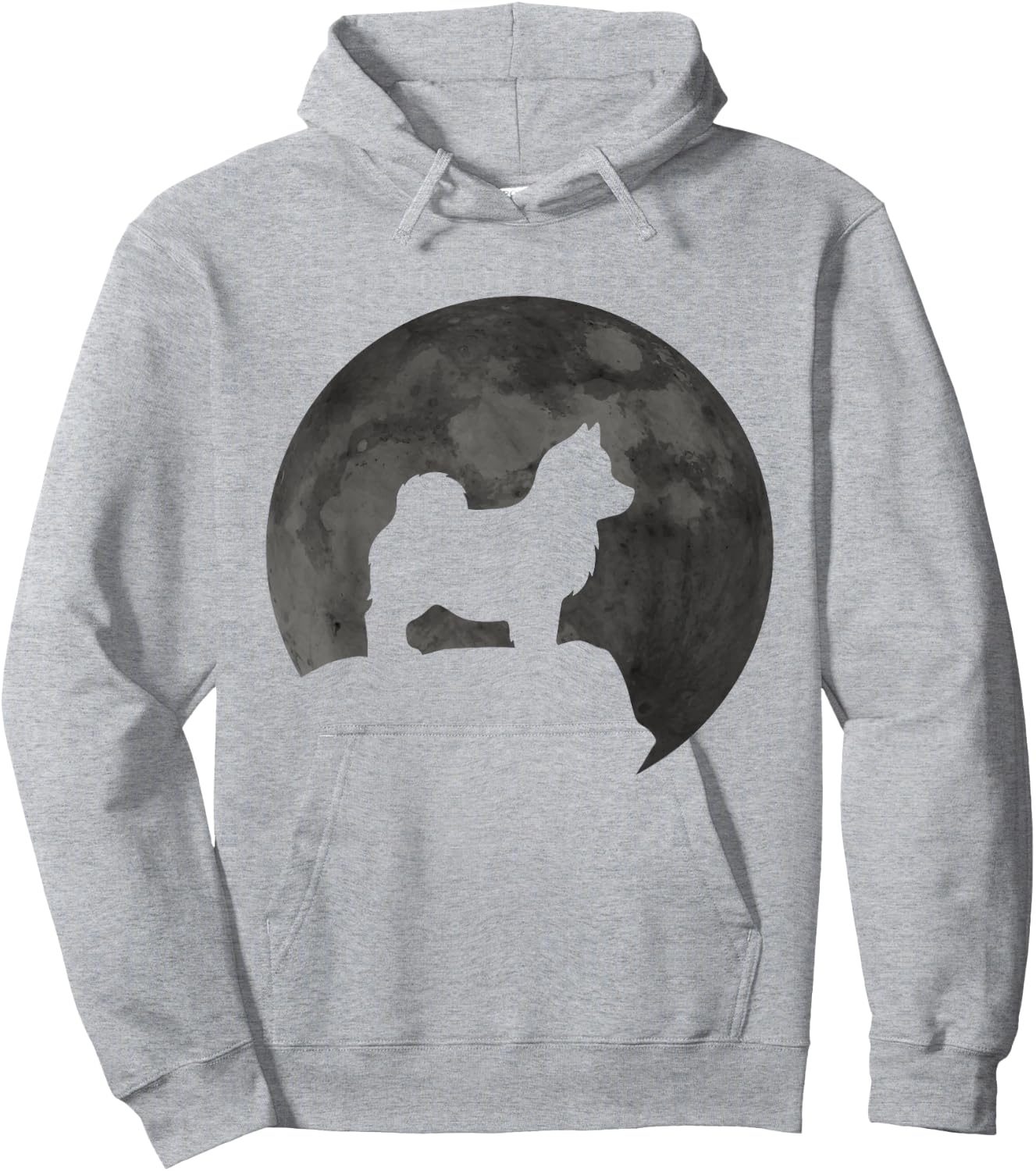 Moon And Dog Silhouette - Pomsky Hoodie - Hoodie | Ash