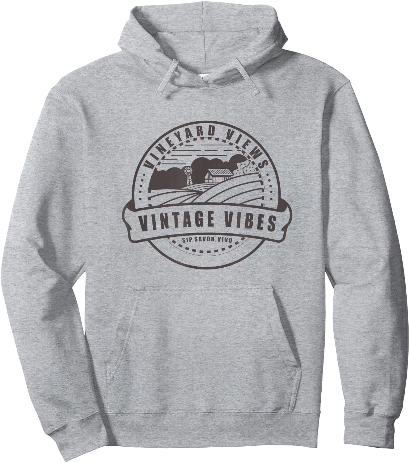 Vineyard Views Vintage Vibes Winery Farm Vines Hoodie - Hoodie | Ash