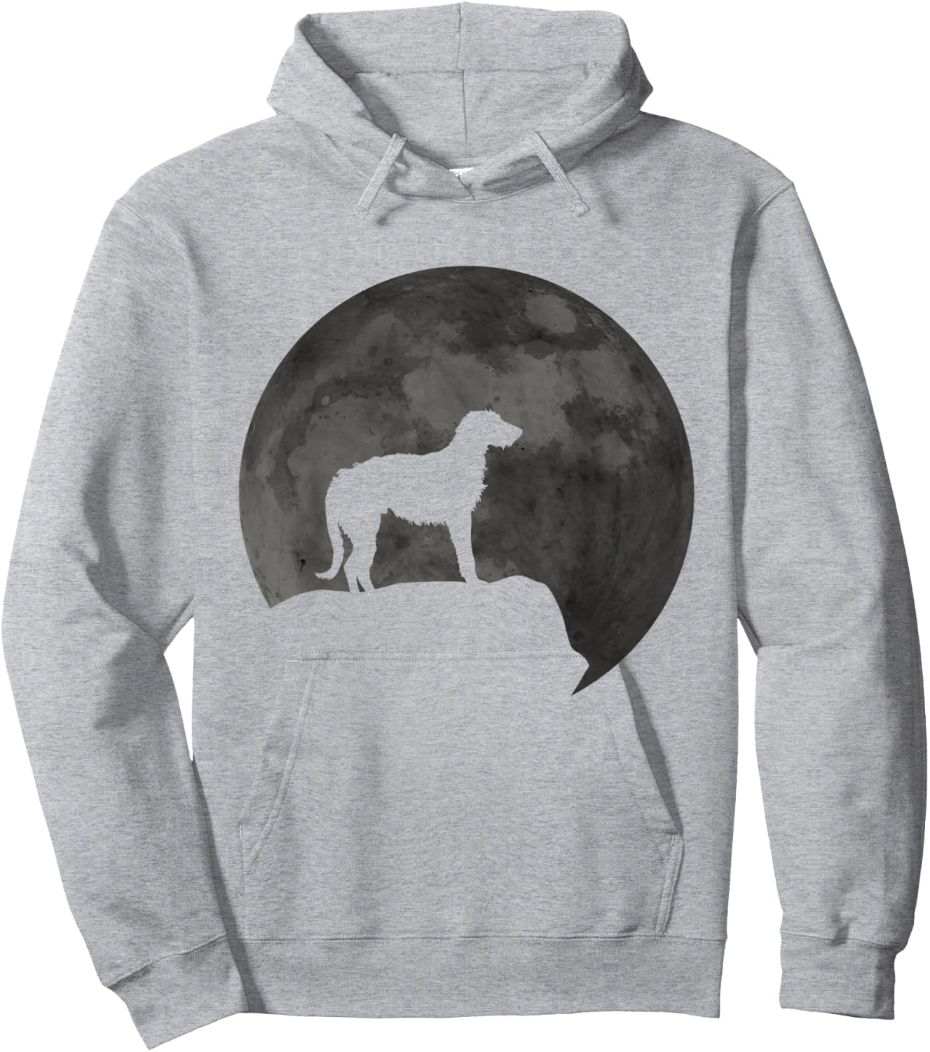 Moon And Dog Silhouette - Irish Wolfhound Hoodie - Hoodie | Ash