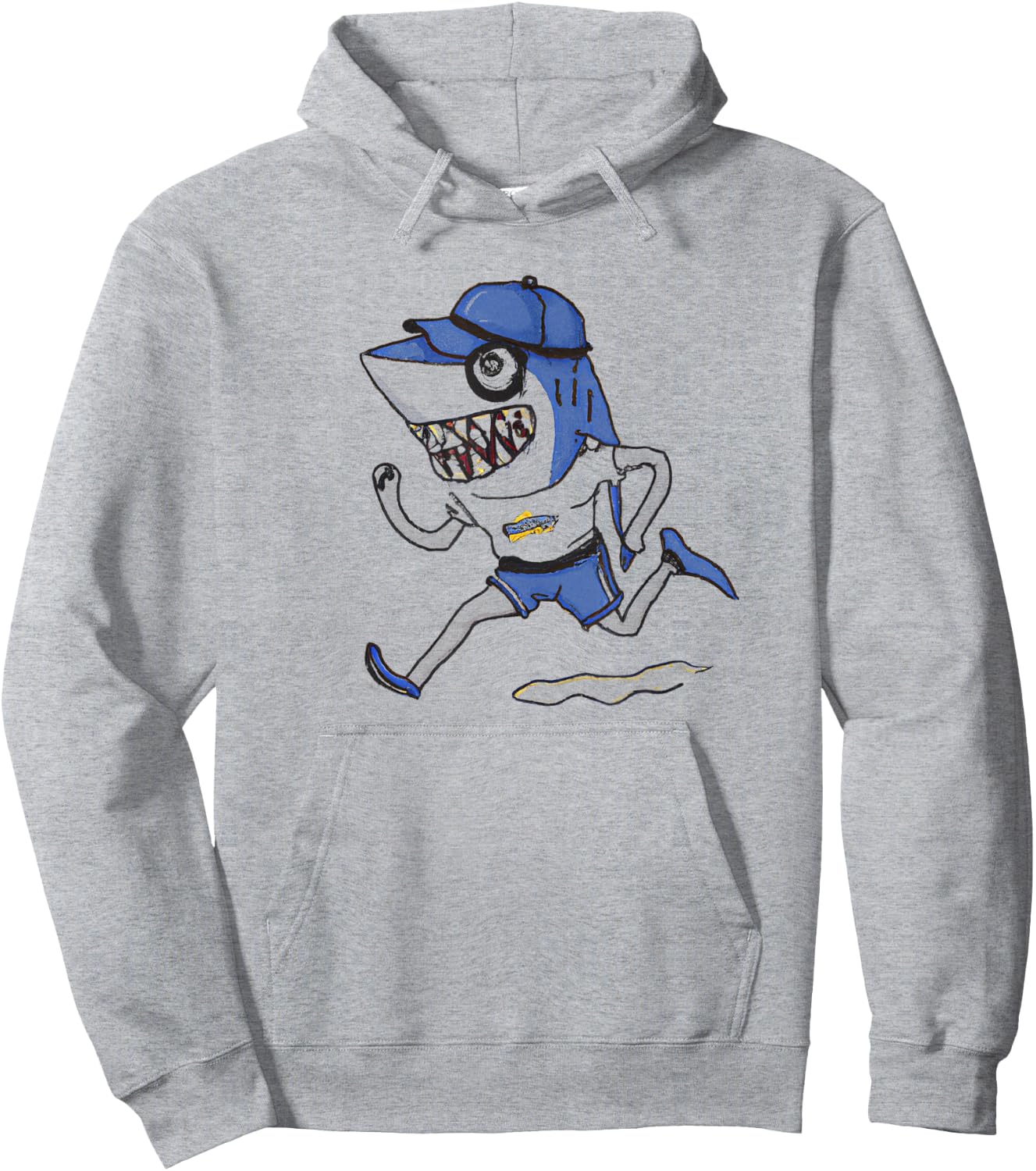 Funny running shark running runner Hoodie - Hoodie | Ash