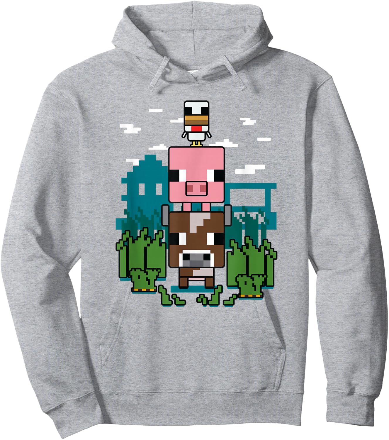 Minecraft Farm Animal Stack Poster Hoodie - Hoodie | Ash