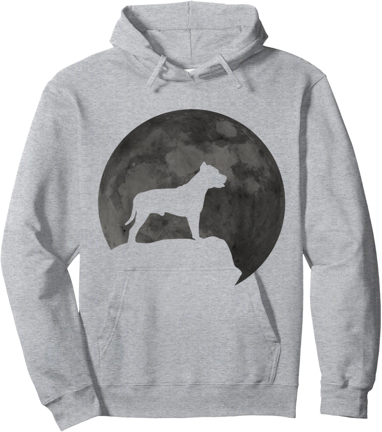 Moon And Dog Silhouette - Pitbull Hoodie - Hoodie | Ash