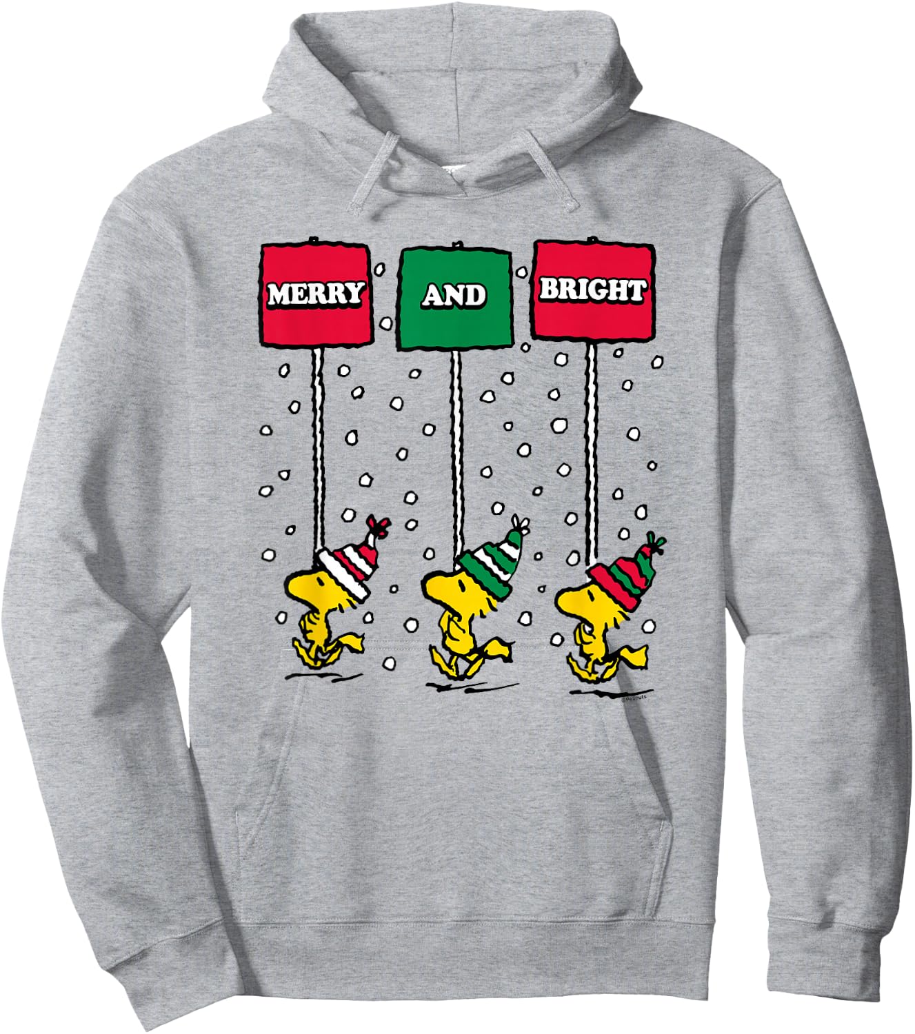 Peanuts - Woodstock Merry Christmas And Bright Hoodie - Hoodie | Ash