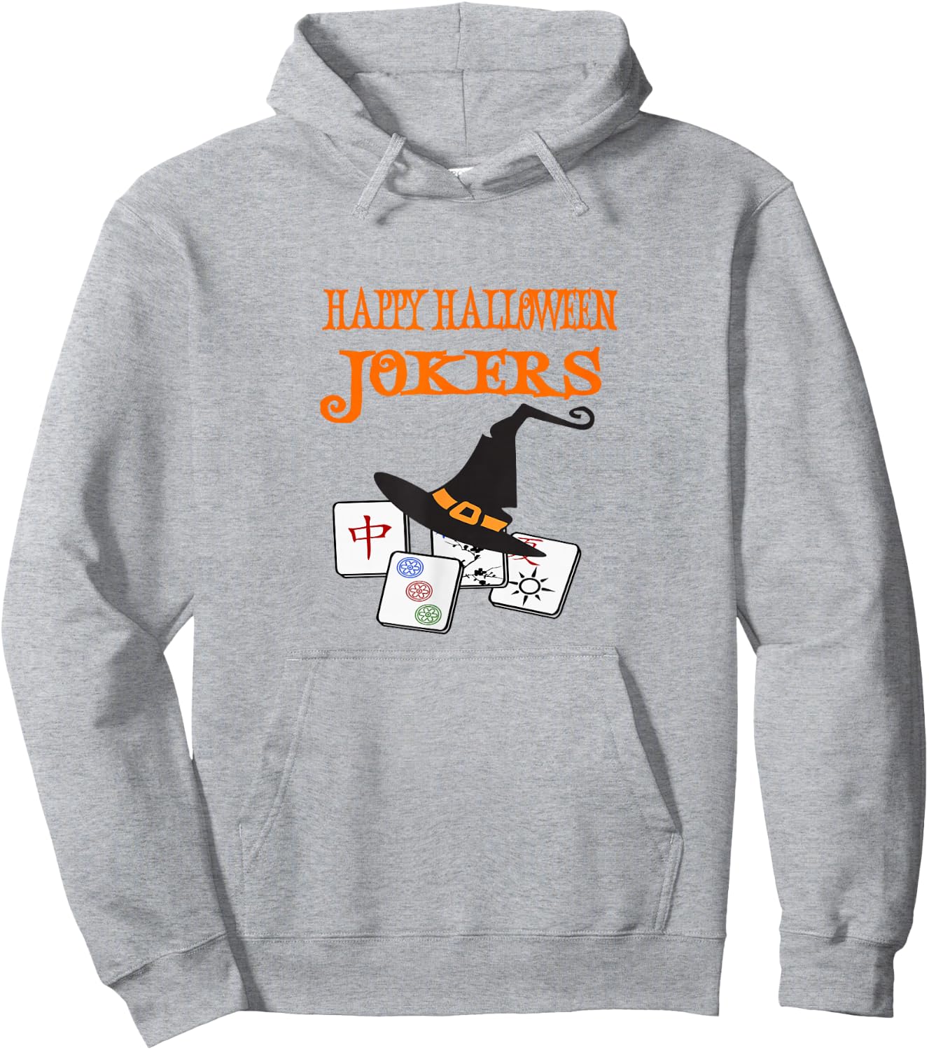 Funny Mahjong Happy Halloween Jokers Tile Game Hoodie - Hoodie | Ash
