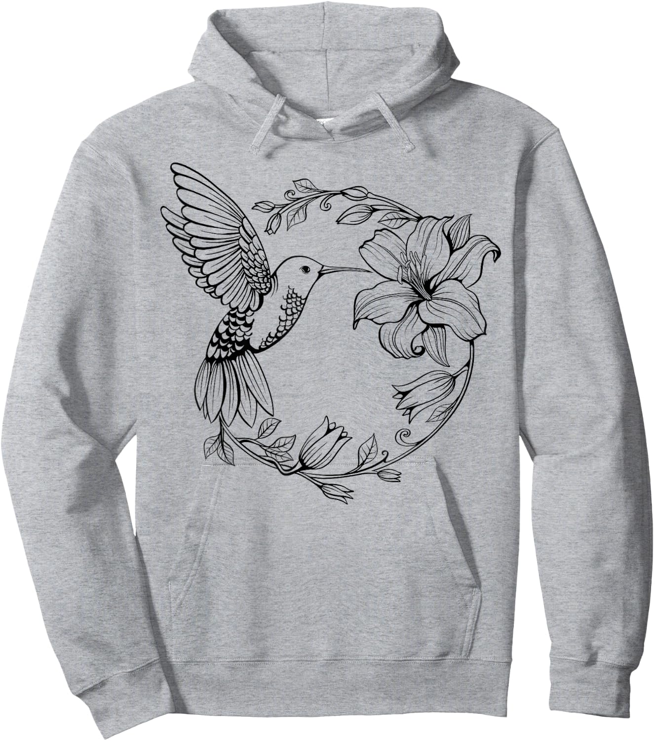 Hummingbird with Flowers Art Women Birds Lovers Hoodie - Hoodie | Ash