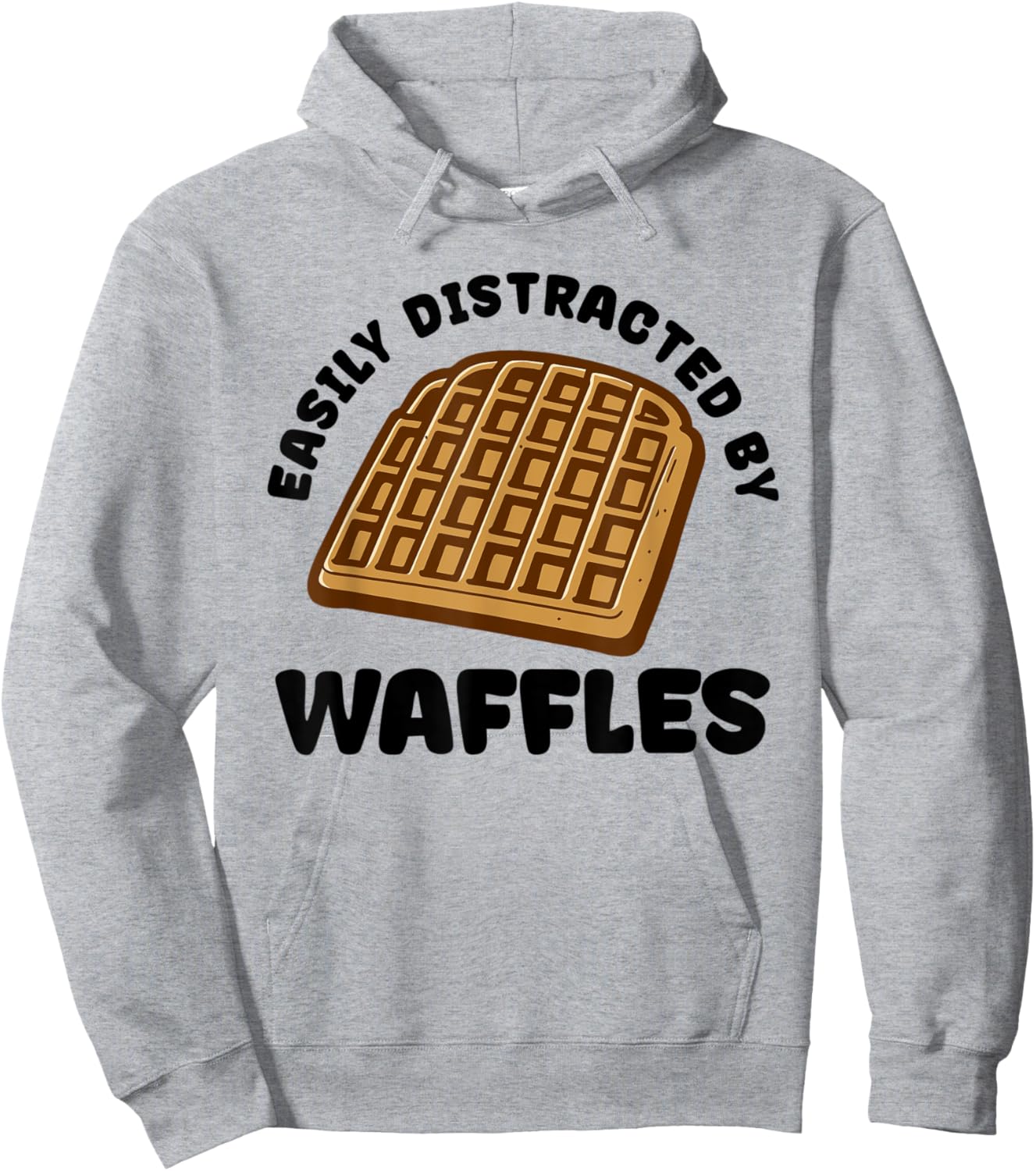 Distracted by Waffles Ironic Waffle Lover Hoodie - Hoodie | Ash