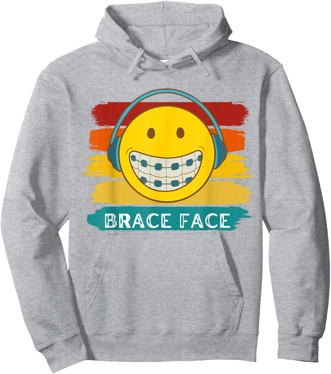 RETRO SMILE BRACE FACE Orthodontic Braces Hoodie - Hoodie | Ash