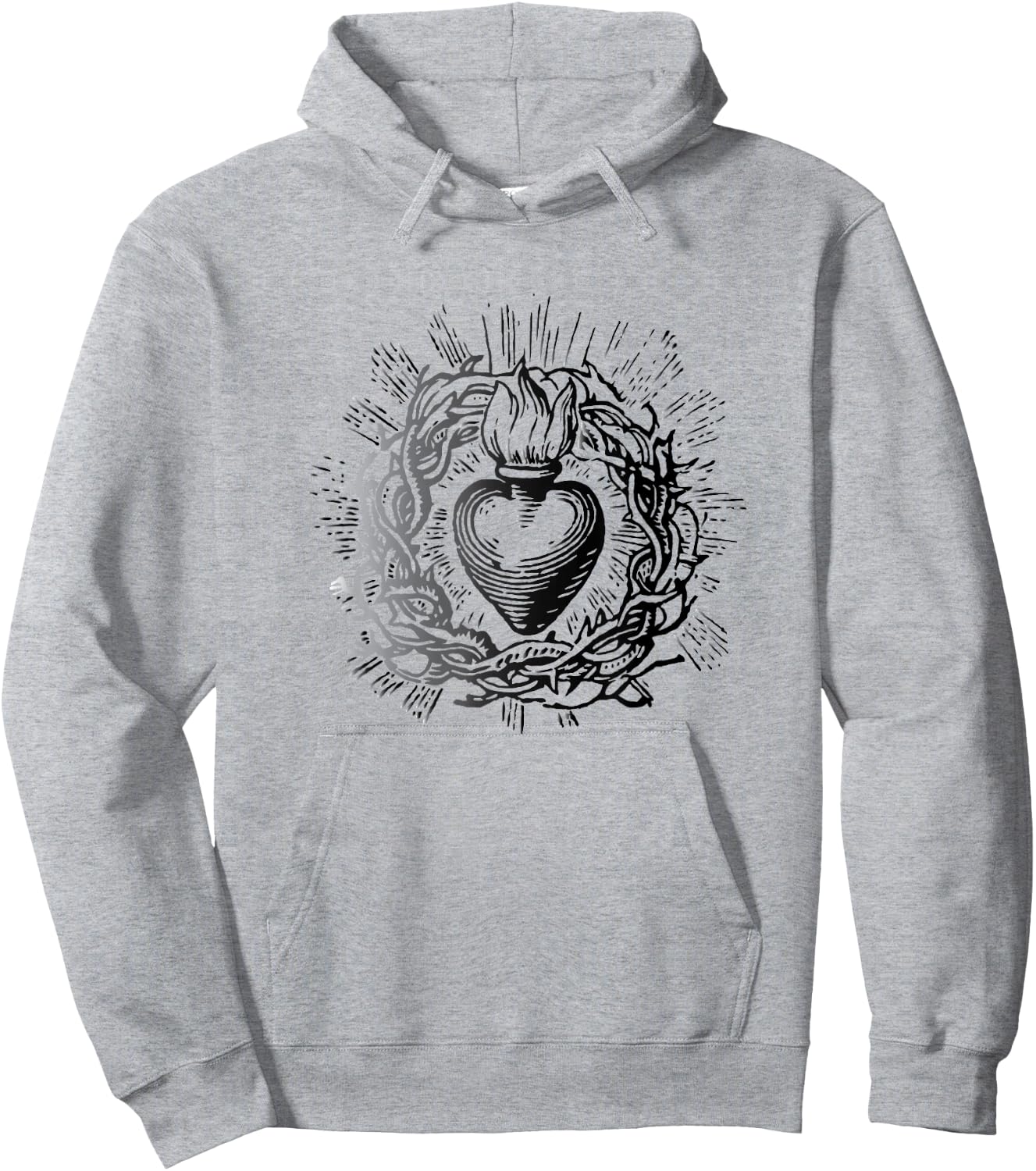 Traditional Sacred Heart of Jesus Hoodie - Hoodie | Ash