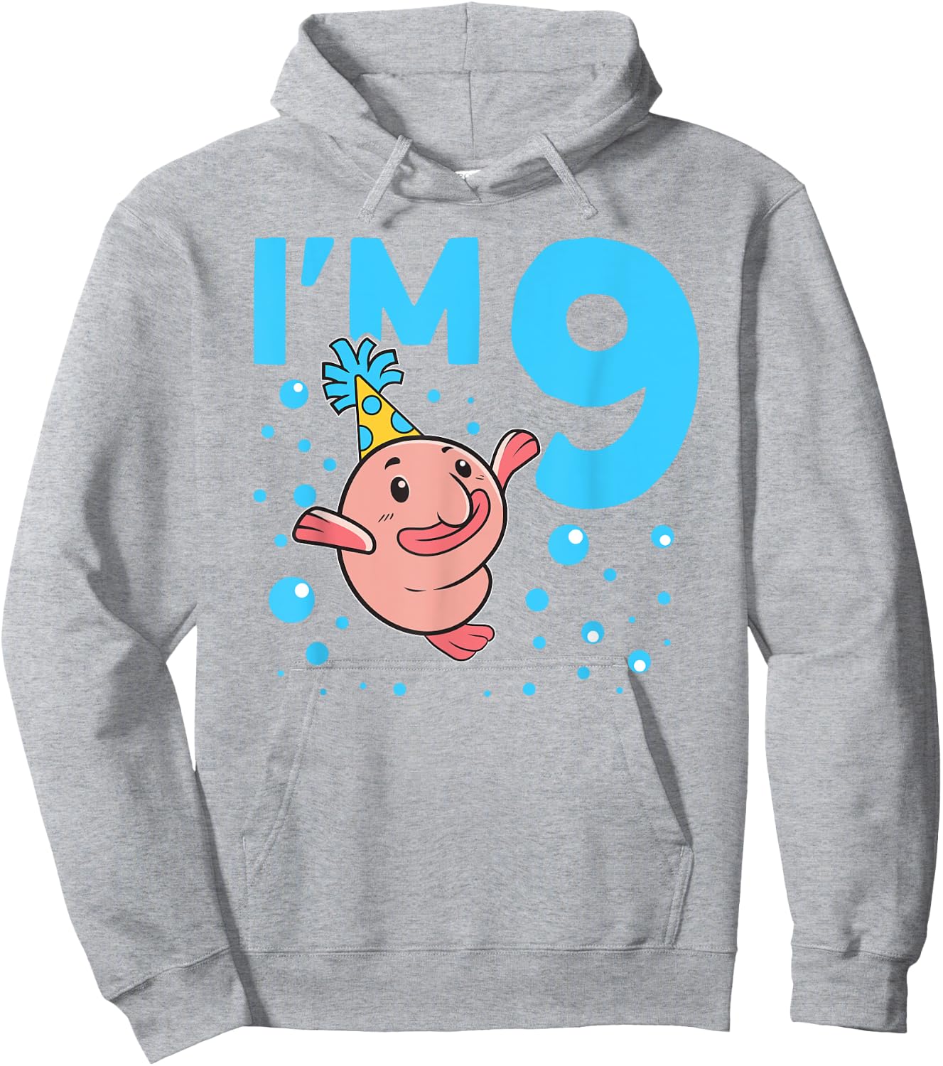 I'm 9 Blob Fish 9th Birthday Blobfish Hoodie - Hoodie | Ash