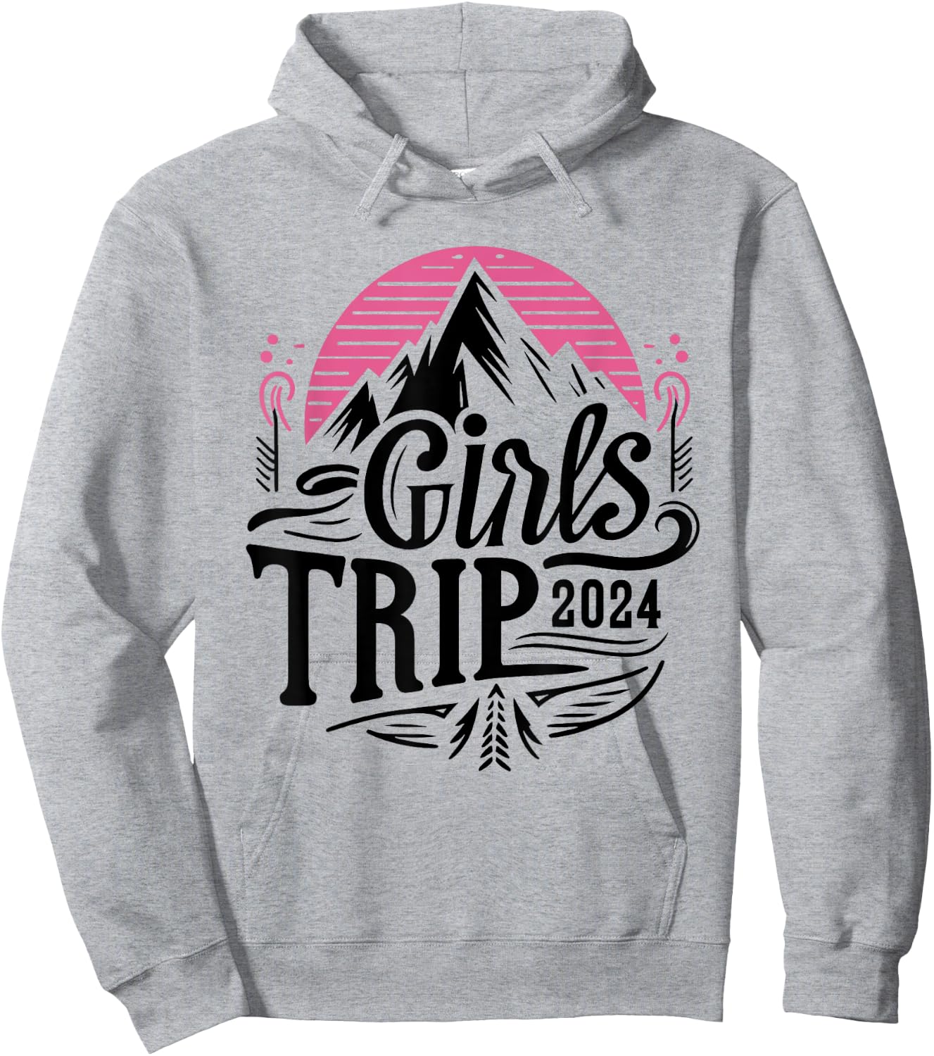 Girls Trip 2024 Mountain Adventure Design Hoodie - Hoodie | Ash