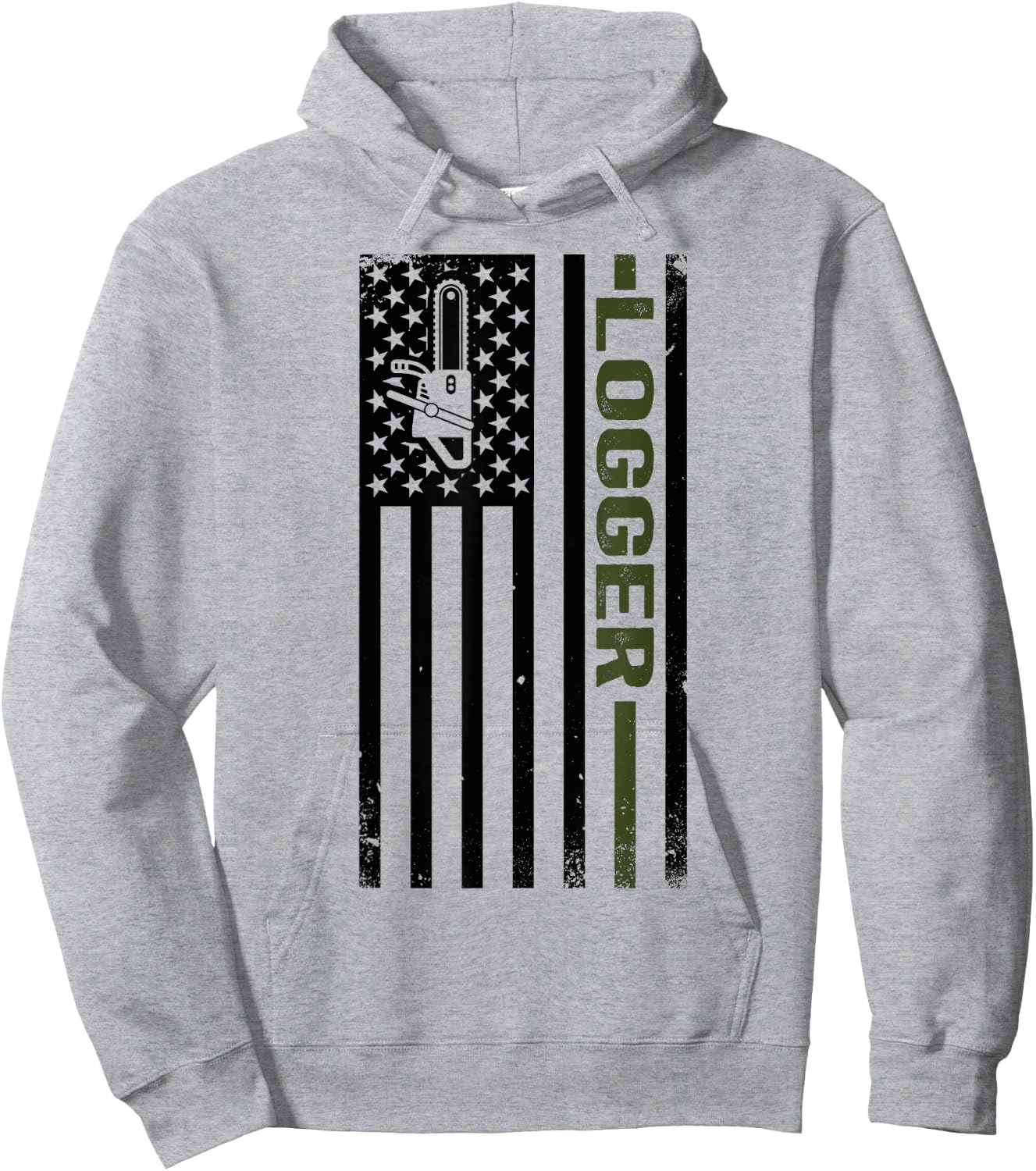 Logger US Flag Logging Lumberjack Hoodie - Hoodie | Ash