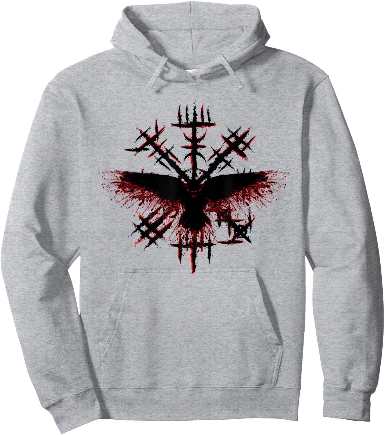 Blood Eagle / Blood Raven Norse Viking Rune Hoodie - Hoodie | Ash