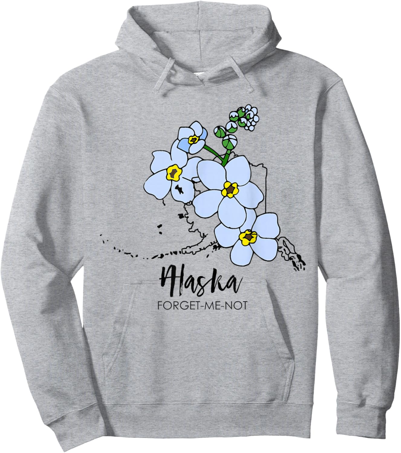 Alaska Forget-Me-Not Flower Hoodie - Hoodie | Ash