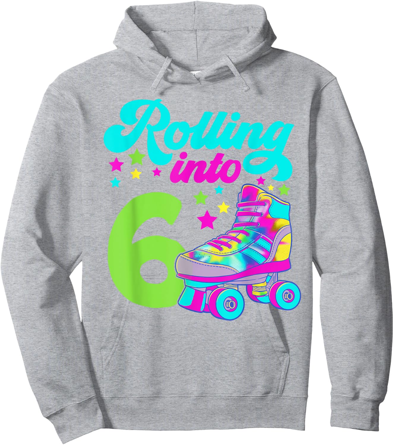 Rolling into 6 Girls 6th Birthday Roller Skates Hoodie - Hoodie | Ash