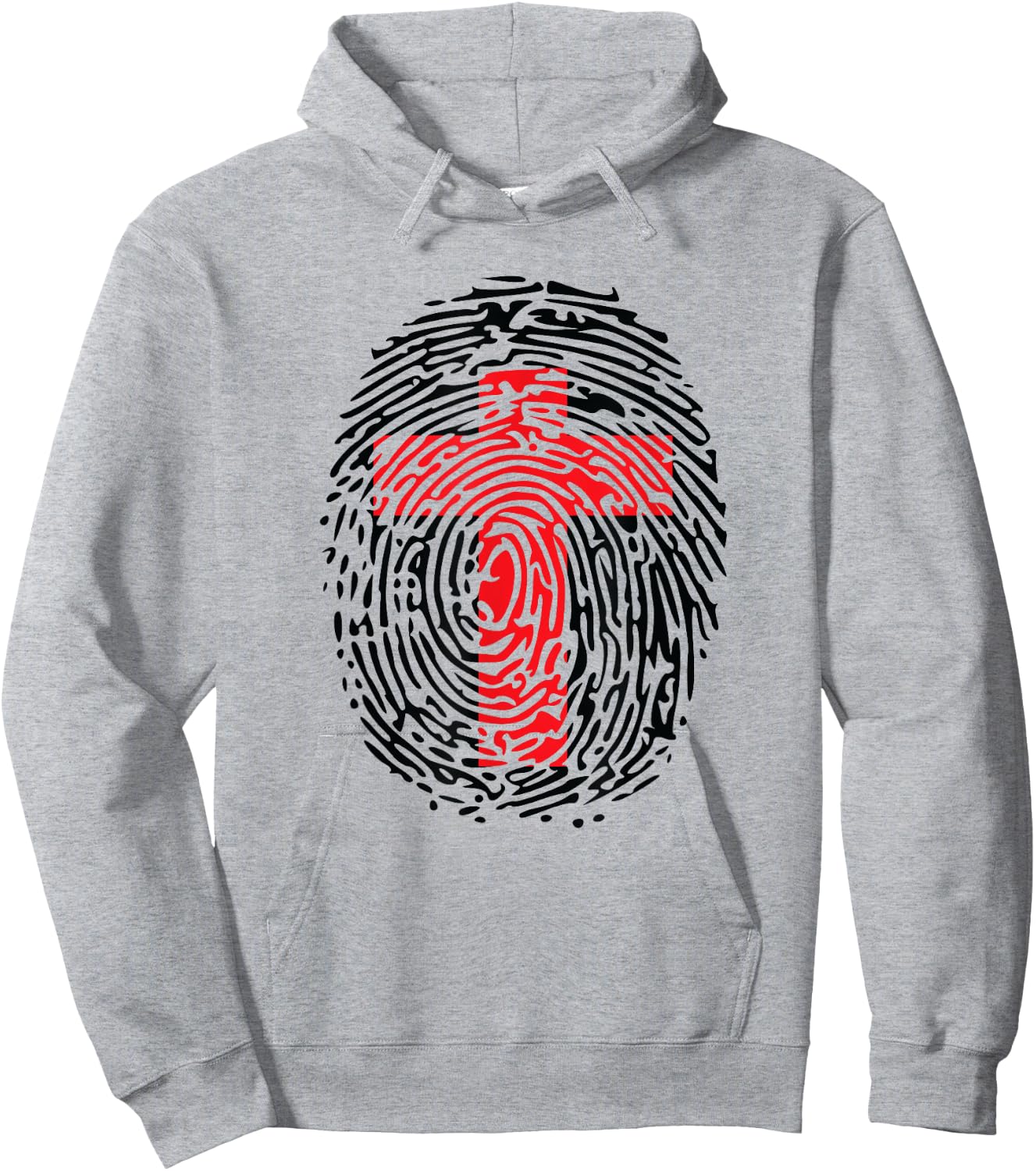 Christian Cross Fingerprint of Christ Hoodie - Hoodie | Ash