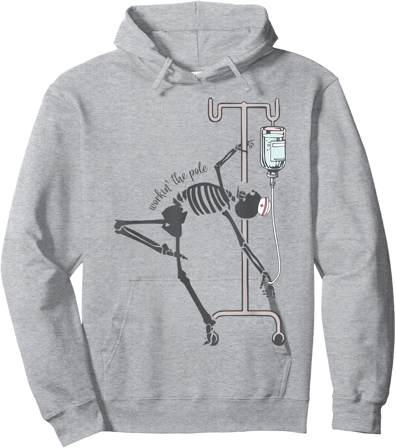 Skeleton Nurse Workin The Pole Hoodie - Hoodie | Ash
