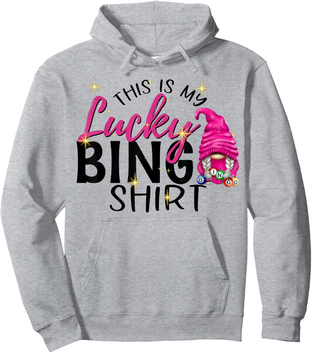 This is My Lucky Bingo Funny Bingo Lover Gnome Hoodie - Hoodie | Ash