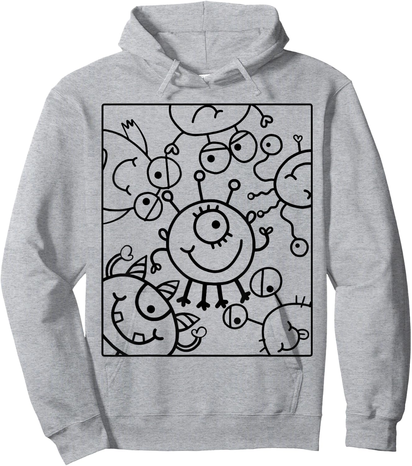 Coloring shirt kids. Funny monsters to paint on Hoodie - Hoodie | Ash
