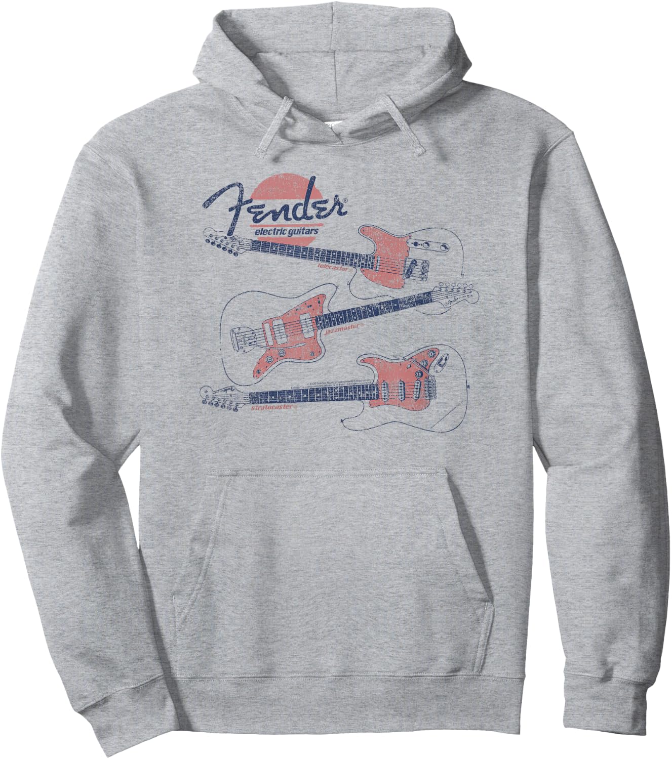 Fender Vintage Guitar Line Drawing Hoodie - Hoodie | Ash